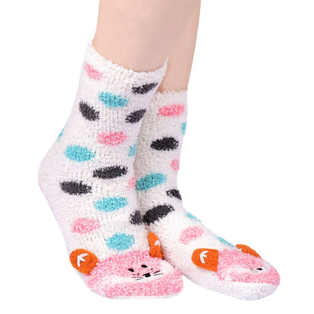 Women's Non-Slip Fuzzy Slipper Socks - Warm Winter Animal Print for Home & Hospital