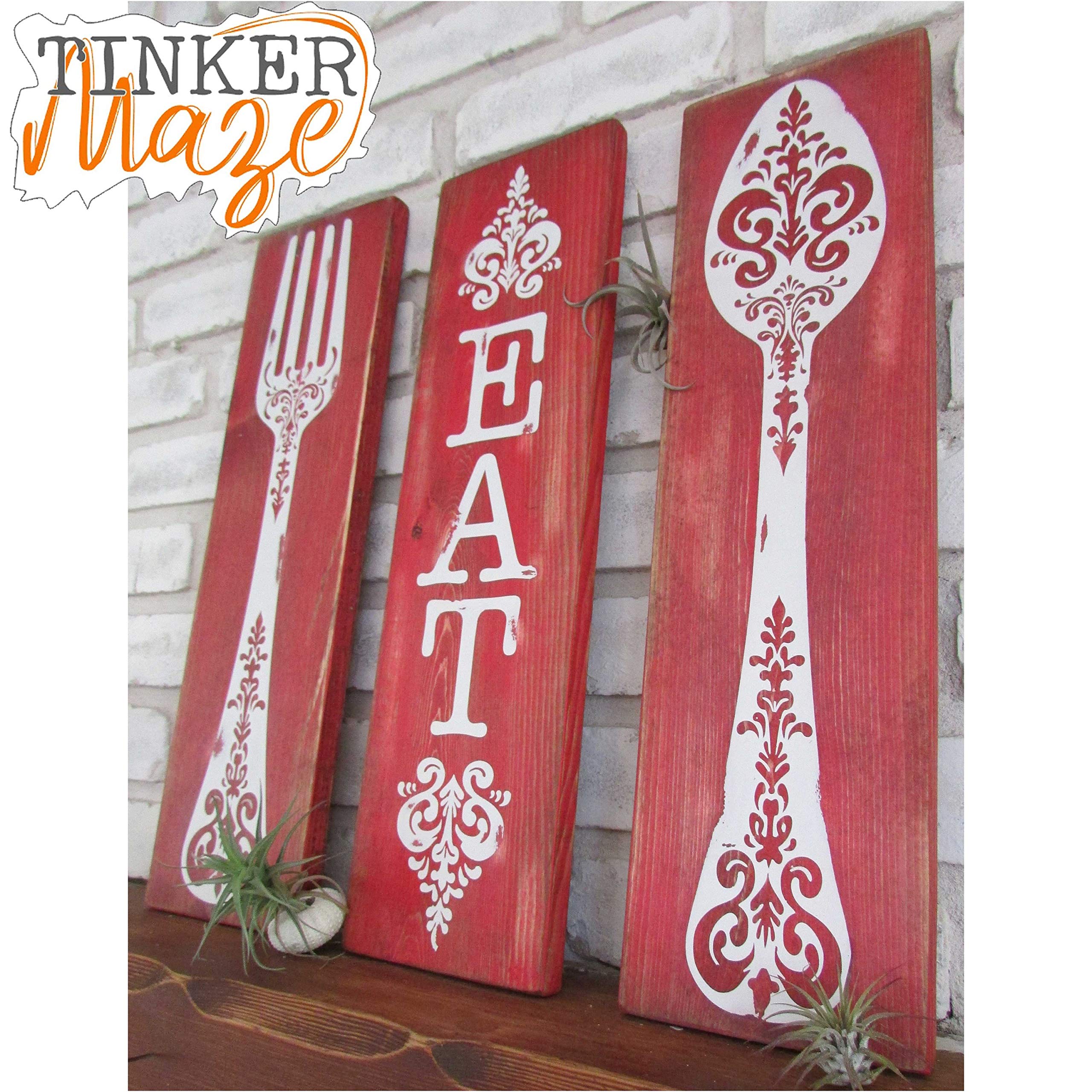 Rustic Wooden Spoon Fork Wall Decor - Kitchen Art for Dining Room