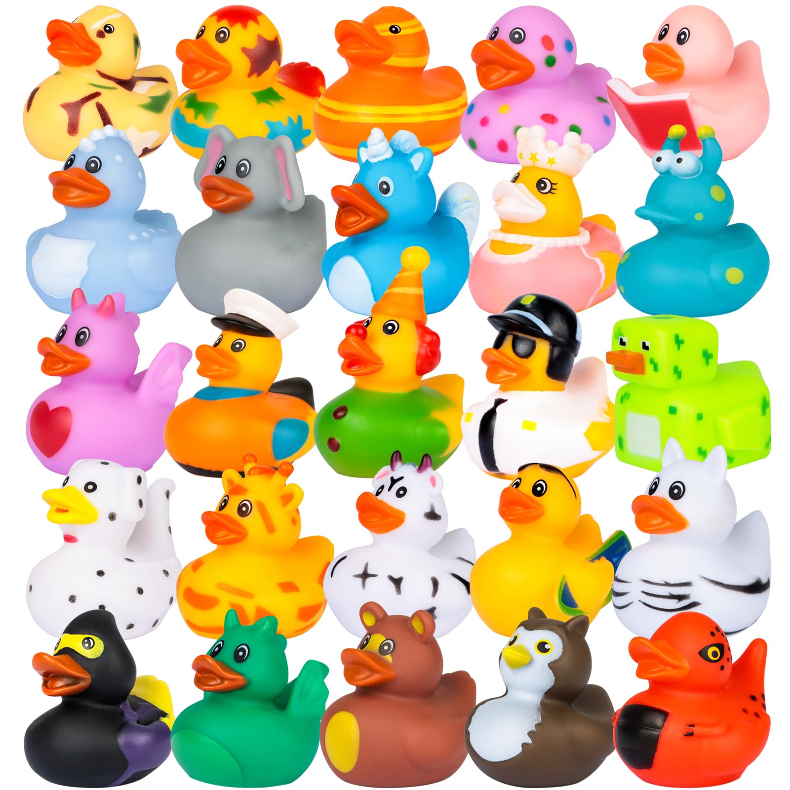 Boogem Baby Bath Toys - 25 Pack Mini Rubber Ducks for Toddlers & Kids | Safe Water Toys for Pool, Bathtime & Jeep Ducking | Fun Party Favors & Birthday Gifts for Boys & Girls