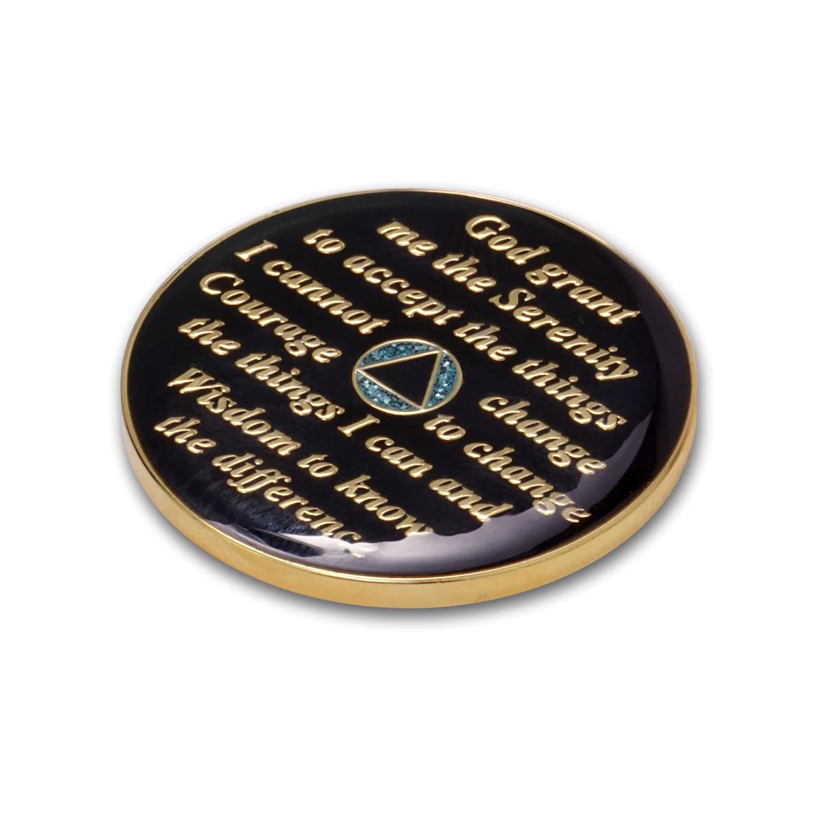 3 Year Sobriety Coin - Glitter Triplate AA Chip Recovery Anniversary Token (Blue) | Celebrate Sobriety Milestones & 12-Step Programs - Perfect for AA Meetings, Gifts & Personal Motivation