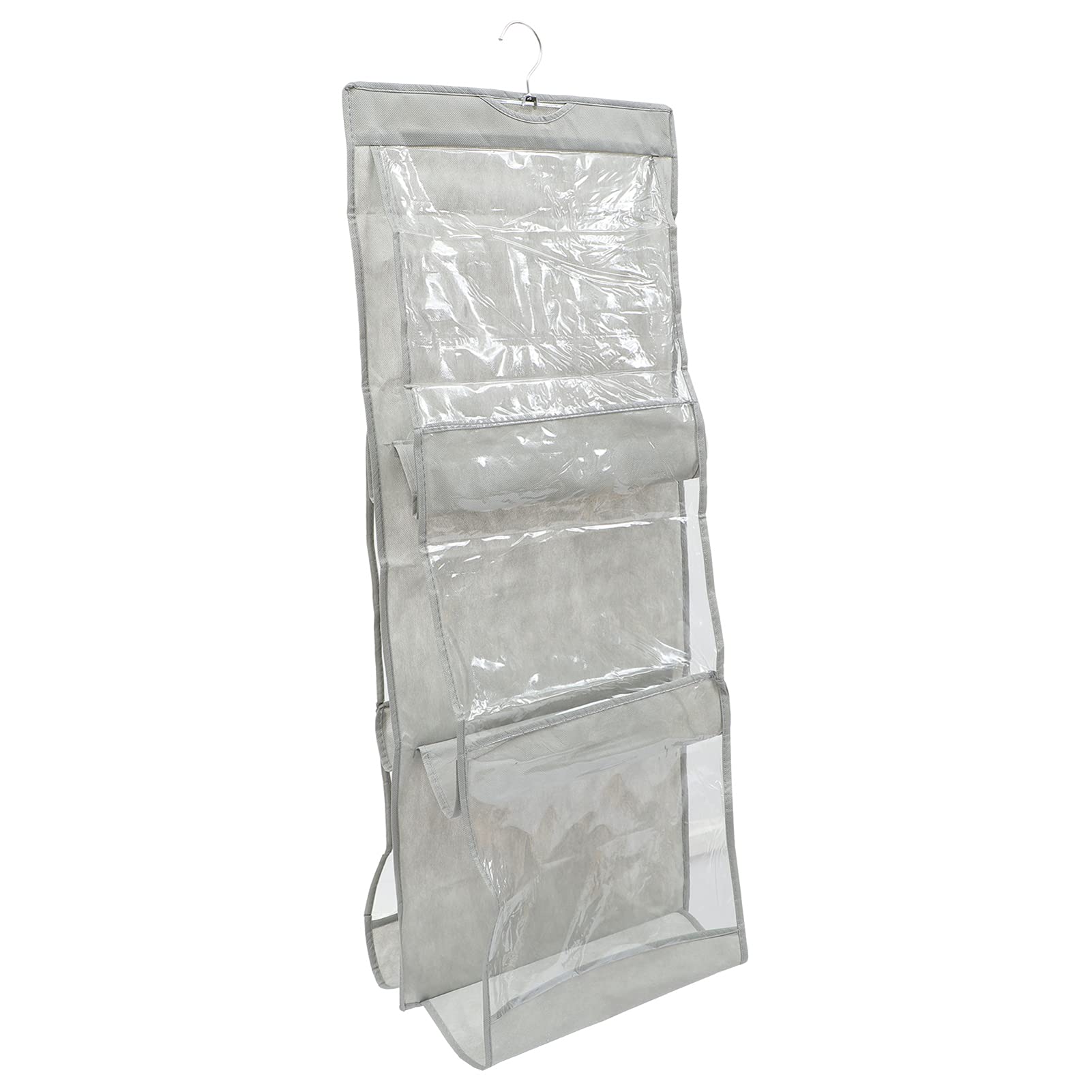 DOITOOL Hanging Storage Organizer - Over The Door Foldable Storage Bag for Wallet, Purse & Toy Organization - Perfect for Bedroom, Bathroom & Closet - Grey Multitool Wallet Clear Purses | Space Saving Home Storage Solution