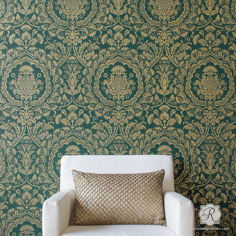 Laleh Persian Damask Wall Stencil - Reusable DIY Painting Template for Home Decor, Wall Art, and Furniture Makeover | Perfect for Bedroom, Living Room, and Office Accent Walls