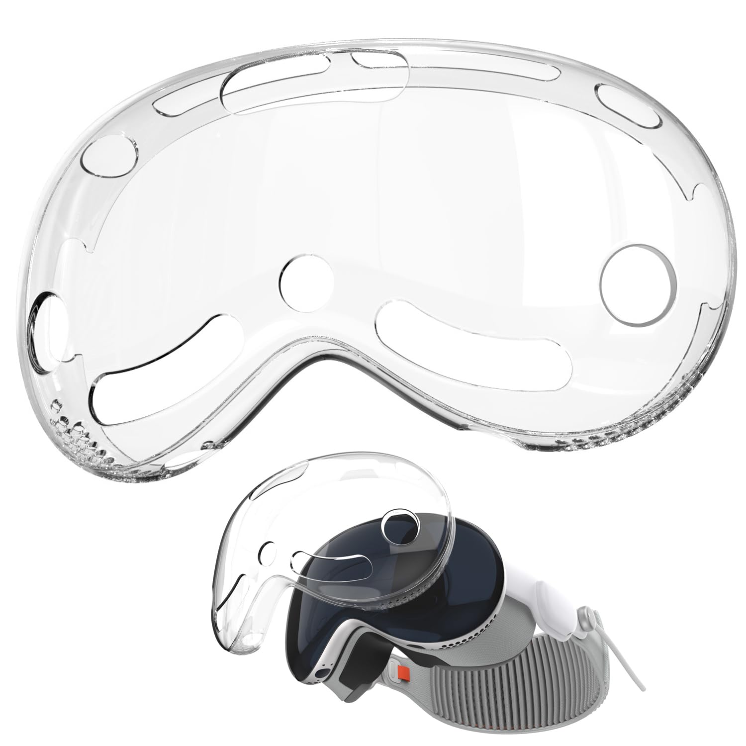AUVSTAR Clear TPU Protective Case for Apple Vision Pro VR Headset 2024 - Slim Soft Transparent Cover for Vision Pro Helmet - Perfect for Travel, Gaming & VR Experiences