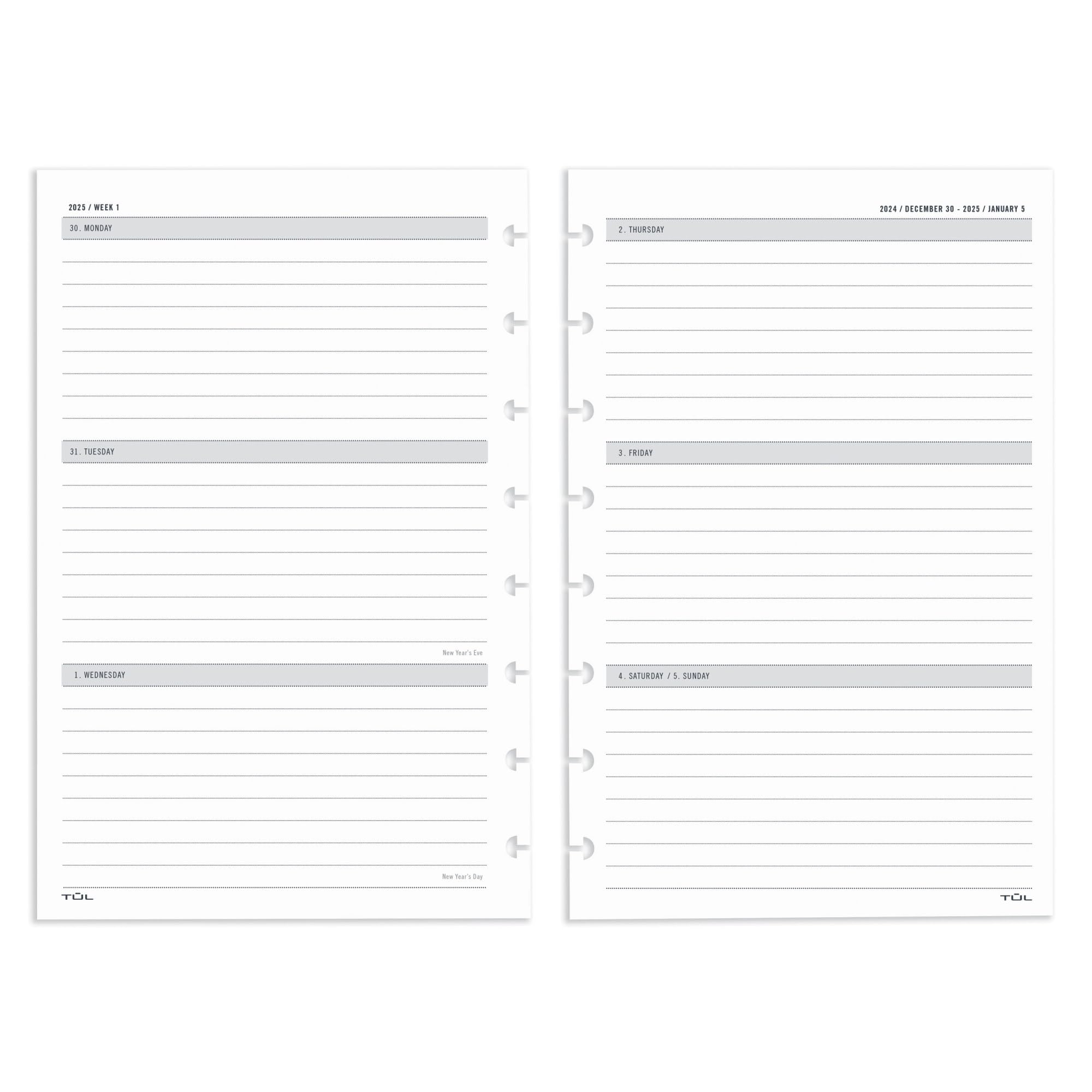 2025 TUL® Discbound Weekly & Monthly Planner Refill Pages - Junior Size (January-December) | Perfect for Students, Office & Home Organization | Durable Paper for Daily Planning & Note Taking