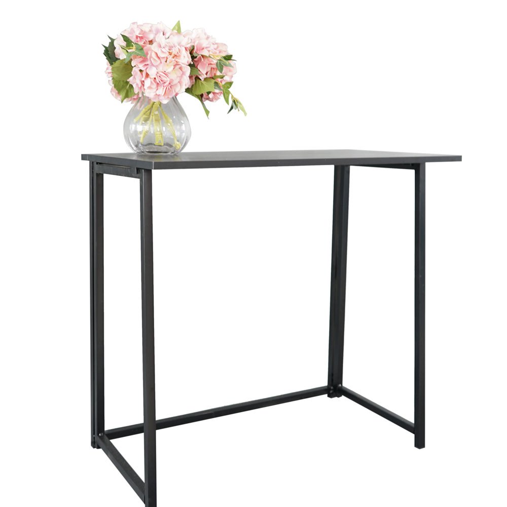 Foldable Computer Desk for Home Office - Space Saving Collapsible Laptop Desk with Sturdy Metal Frame (Black) - Perfect for Small Spaces, Apartments & Dorm Rooms