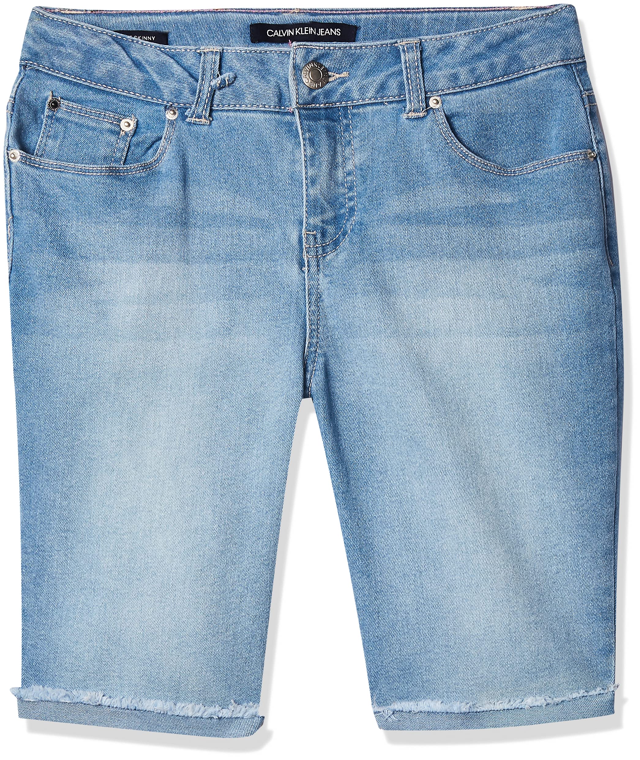 Calvin Klein Girls' Skinny Fit Stretch Denim Bermuda Shorts - Comfortable & Stylish Jeans for Teen Girls | Perfect for School, Summer Outfits & Casual Wear