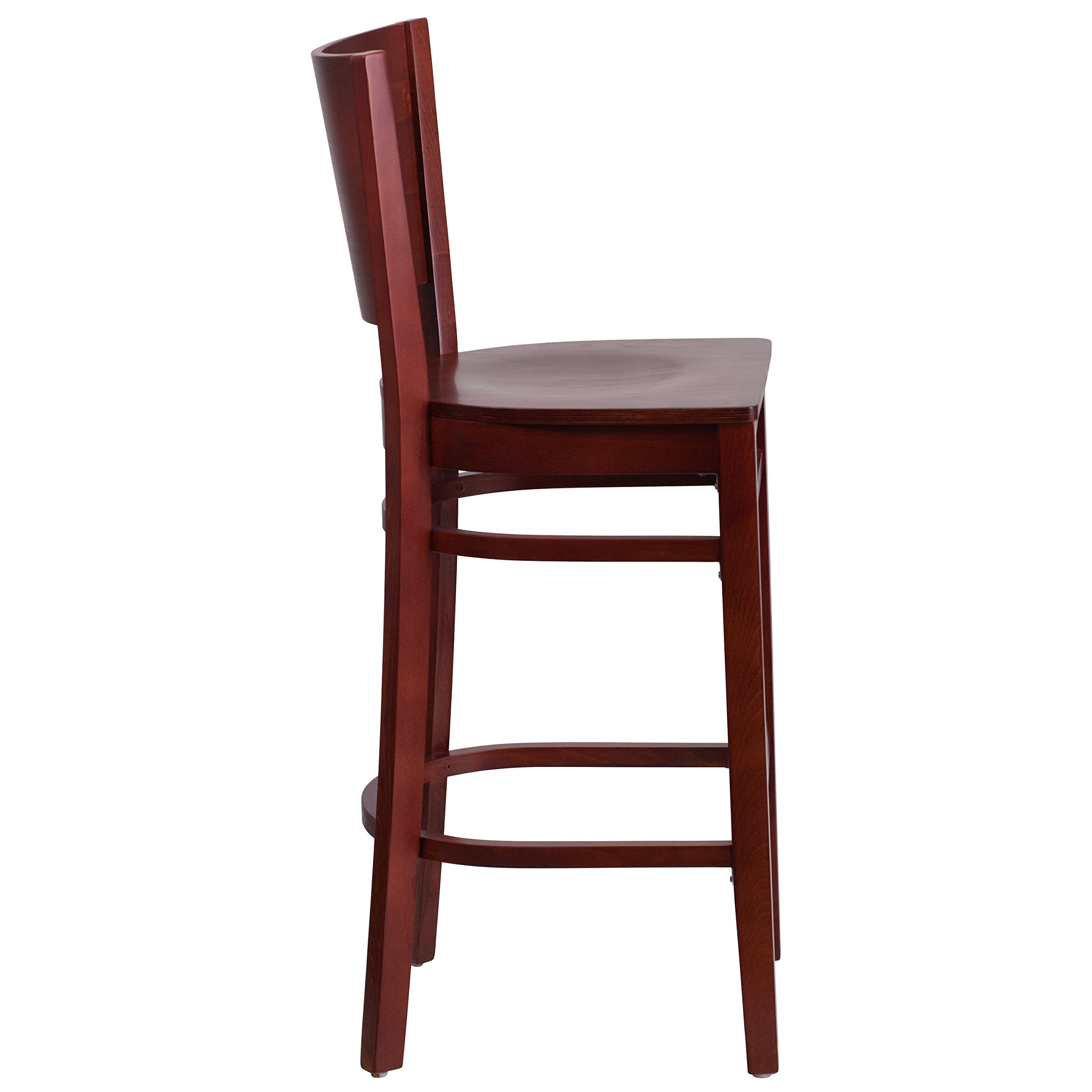 Flash Furniture Lacey Series Solid Back Mahogany Wood Bar Stool - 24