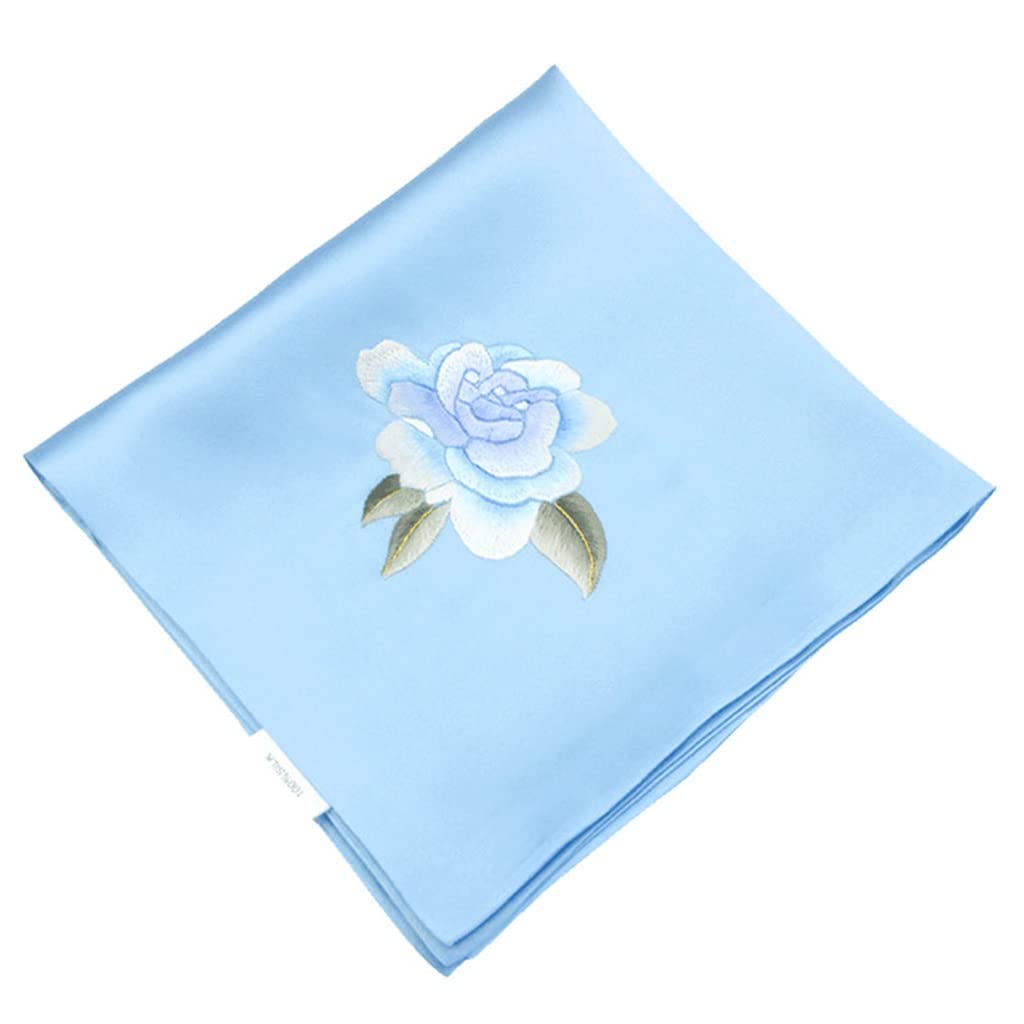 Ancient Style Embroidered Handkerchief for Women - Elegant Blue Literary Handkerchief Gift (35x35cm) - Perfect for Tea Parties, Weddings & Vintage Fashion Accessories
