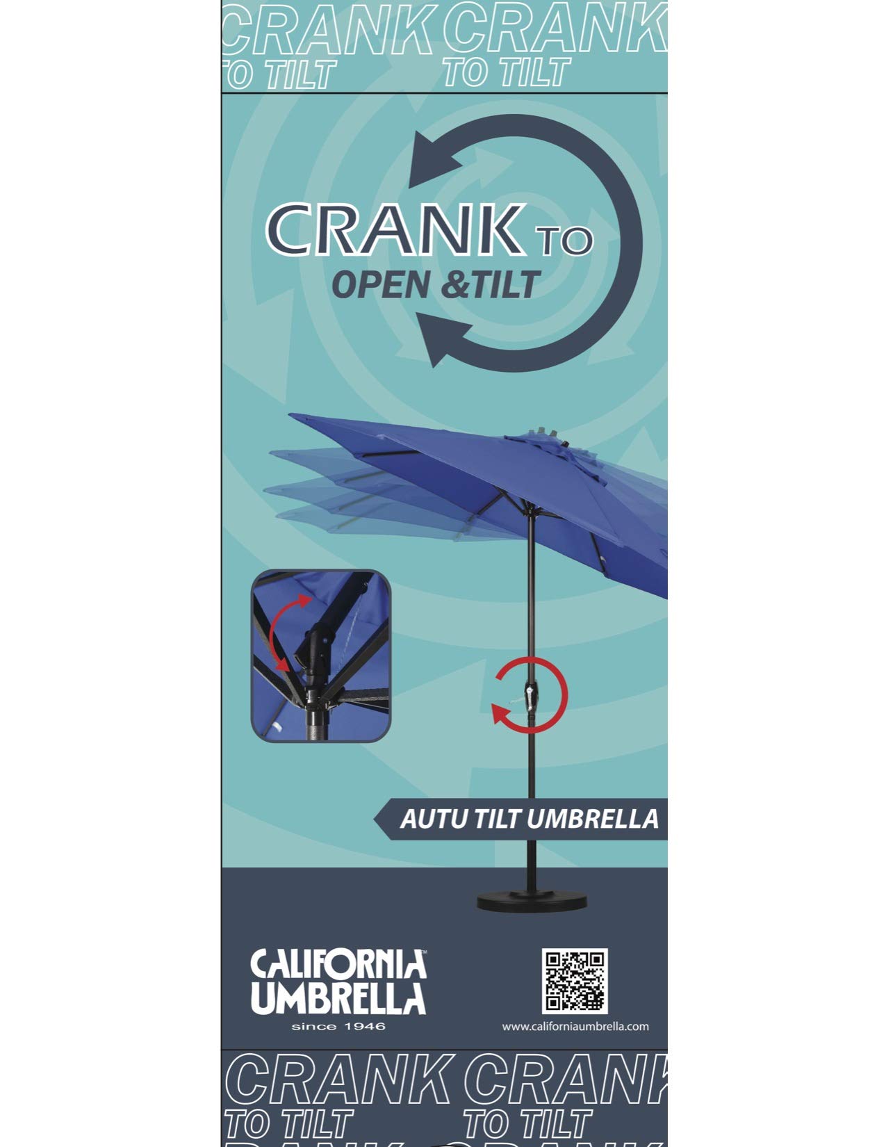 California Casa Series 7.5' Round Patio Umbrella - Outdoor Market Umbrella for Poolside, Backyard, Deck & Garden Use