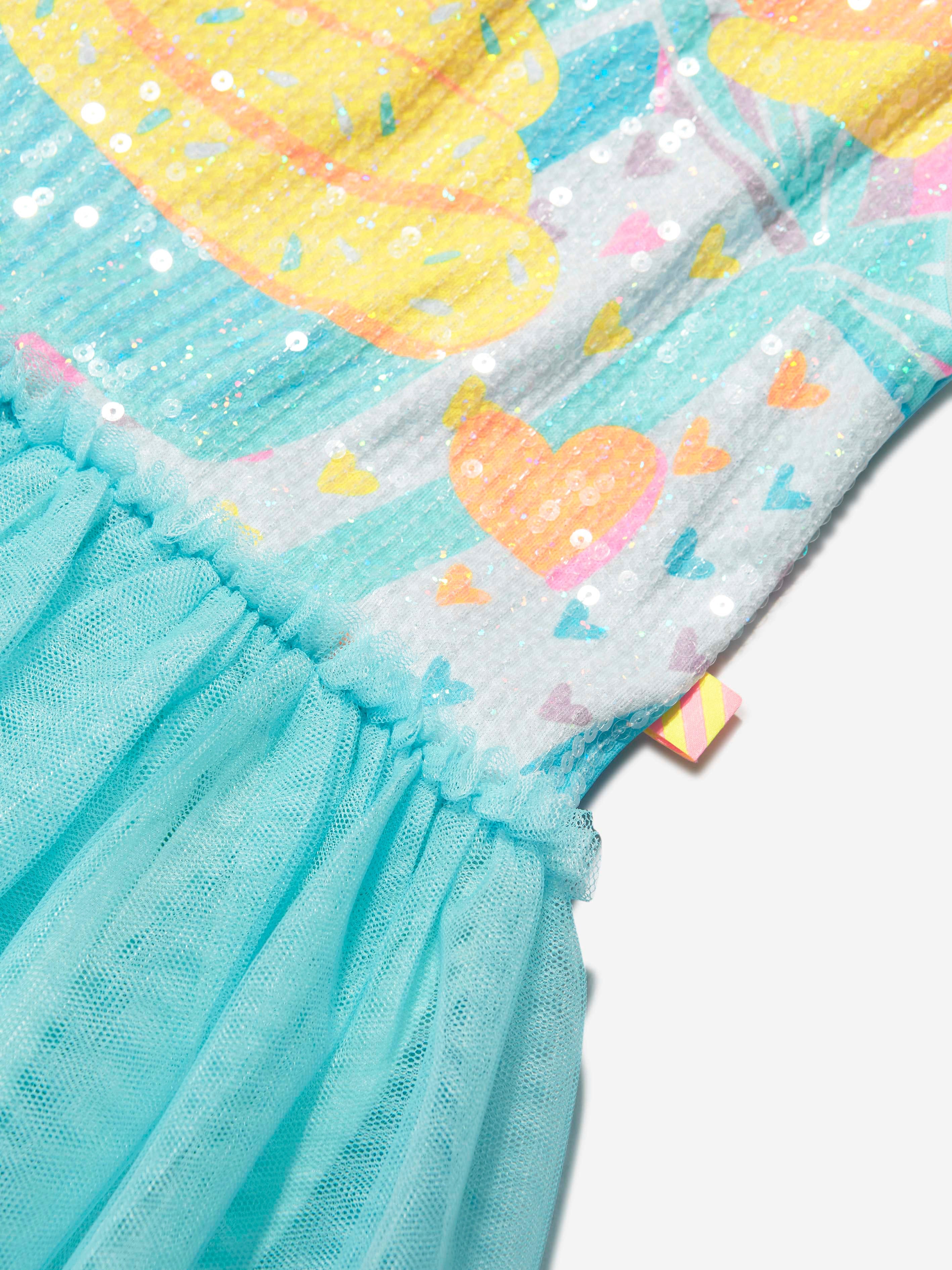 Billieblush Girls Sparkly Blue Dress with Glitter Crown - Perfect for Birthday Parties, Pageants & Special Occasions