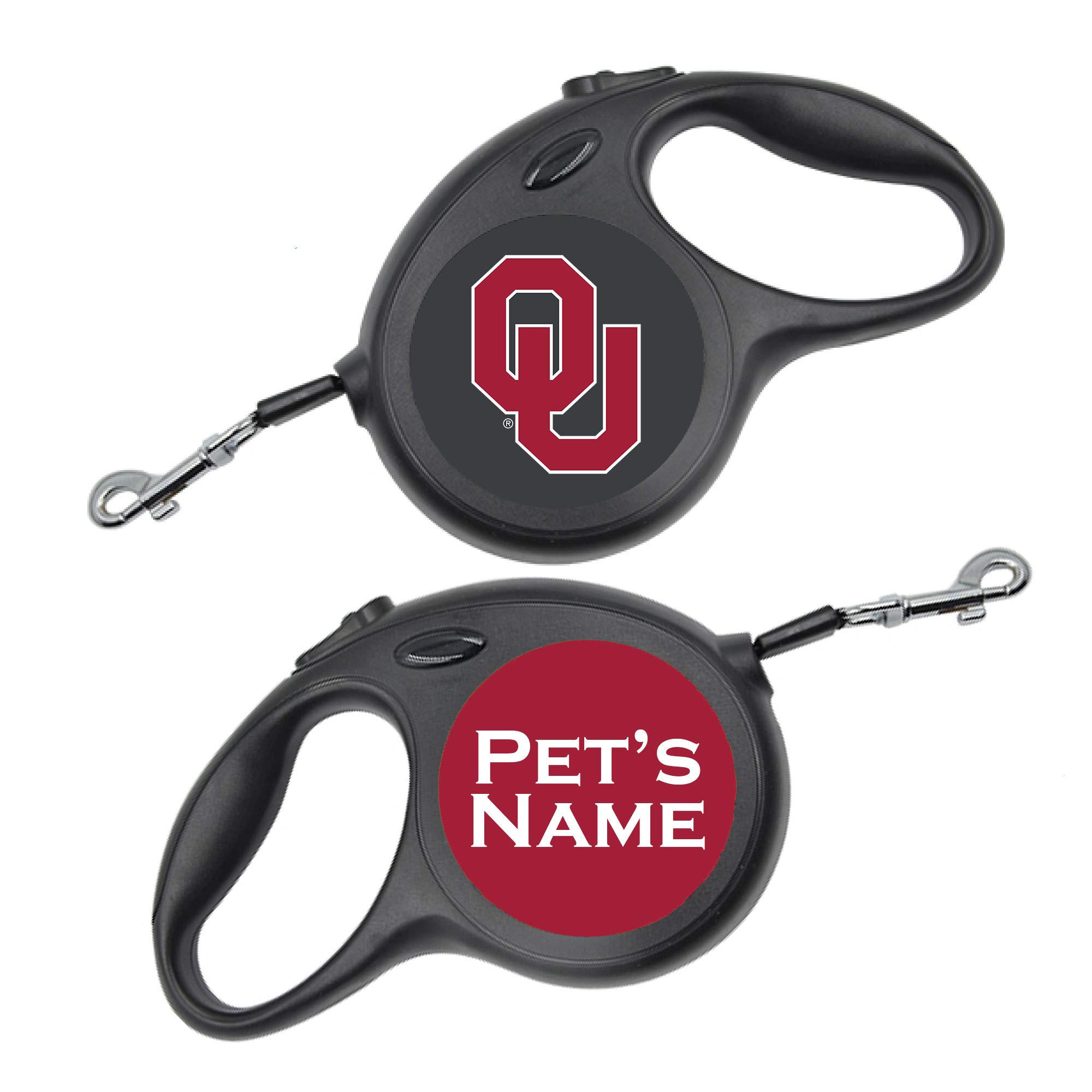 NCAA Licensed Retractable Dog Leash for Medium & Large Dogs | Oklahoma Sooners Personalized Pet Walking Lead - Perfect for Campus Walks, Game Day Outings & Outdoor Adventures