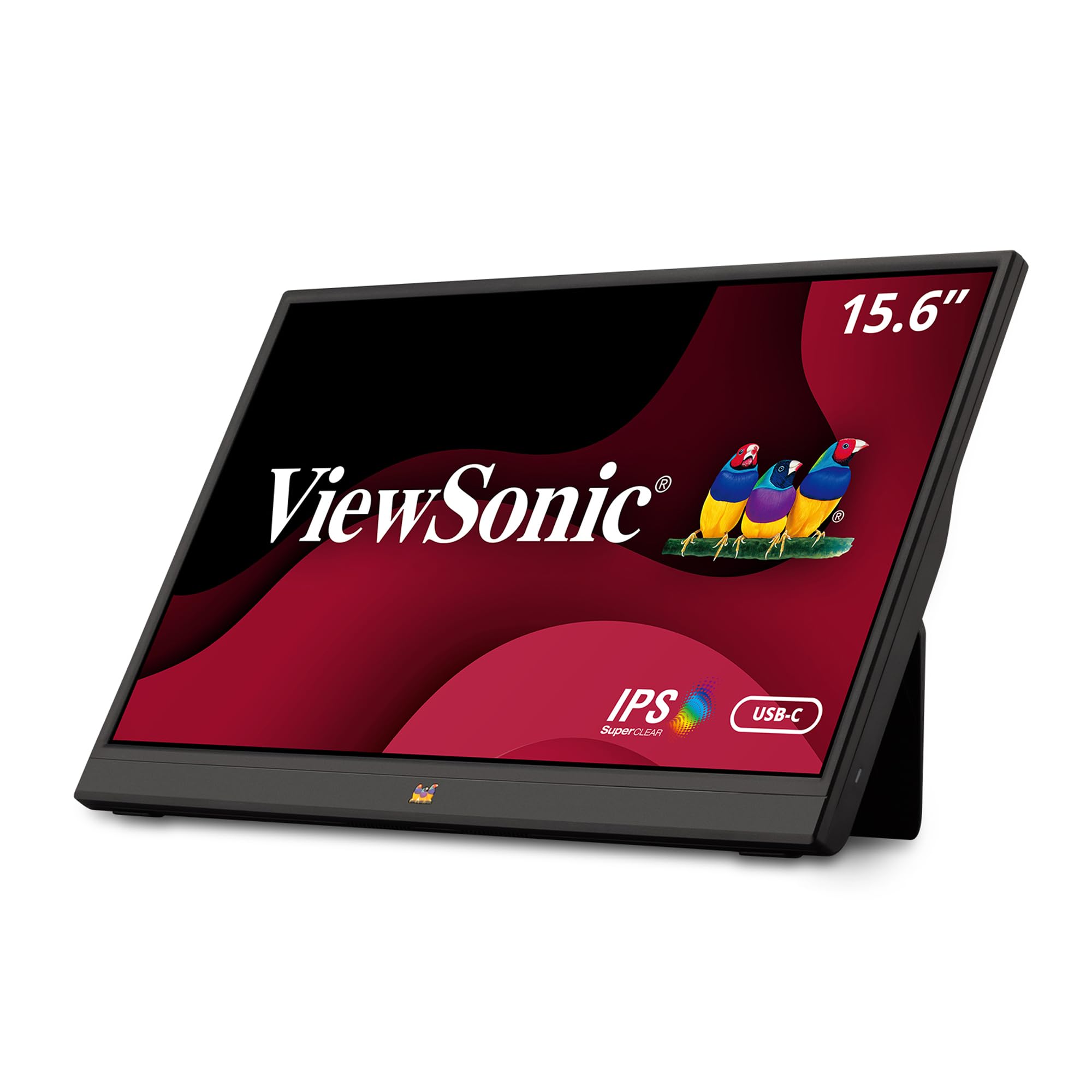 ViewSonic VA1655 15.6 Inch Full HD 1080p Portable IPS Monitor with Built-in Stand, USB-C & Mini HDMI - Slim Design for Home Office, Gaming & Business Travel - Includes Protective Case (Black)