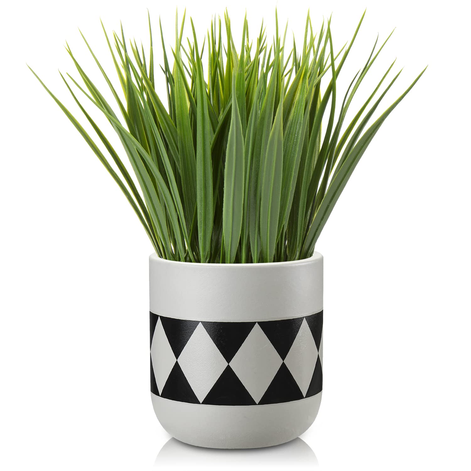 Small Artificial Potted Plants - Faux Greenery Decor for Home, Office, Desk, Table, Bathroom | Indoor Fake Grass in Pots - Perfect Housewarming Gift & Room Decor