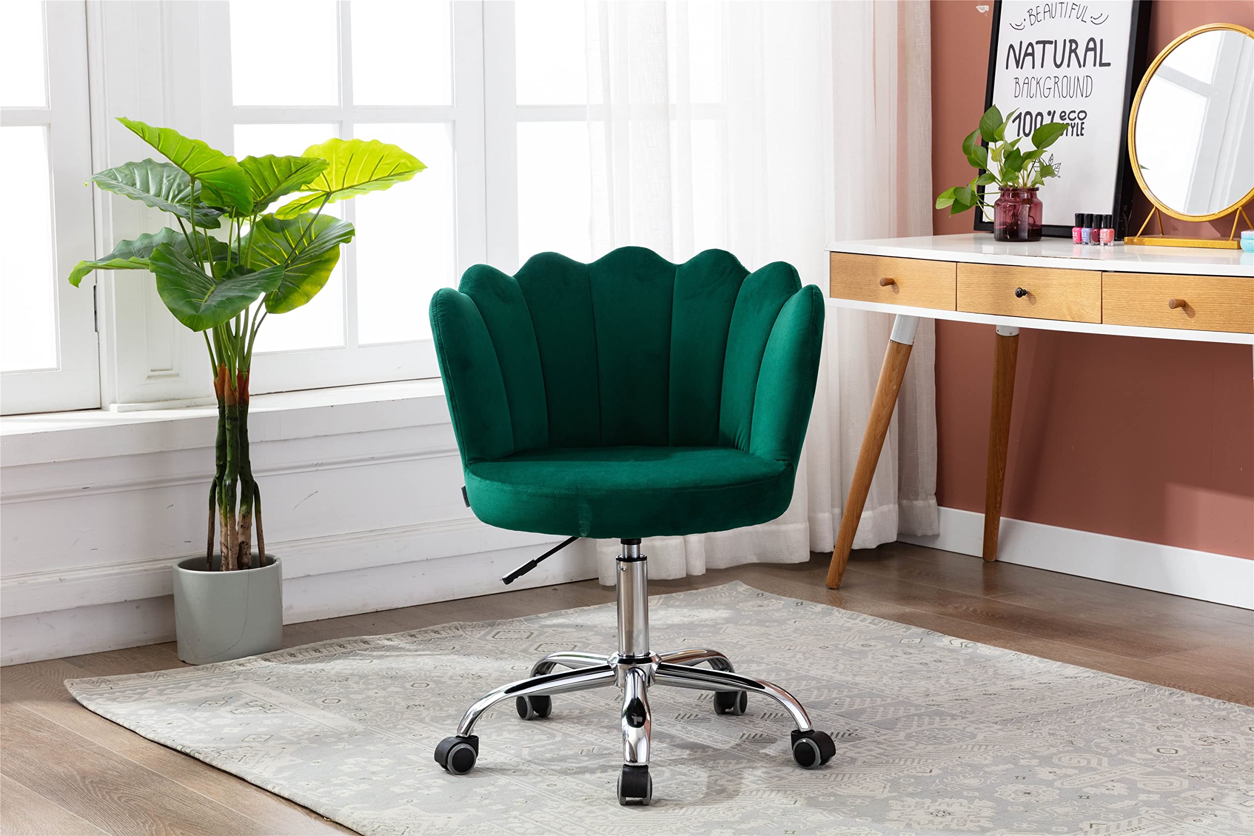 Modern Swivel Shell Chair - Green Ergonomic Lounge Chair for Living Room, Bedroom & Home Office - Perfect for Relaxing, Reading & Working