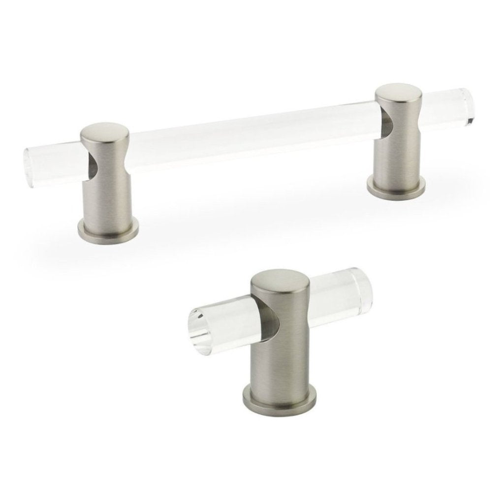 Lucite and Satin Nickel Cabinet Knobs & Drawer Pulls - Modern Hardware for Kitchen, Bathroom & Furniture (Set of 10) - Easy Installation & Durable Finish