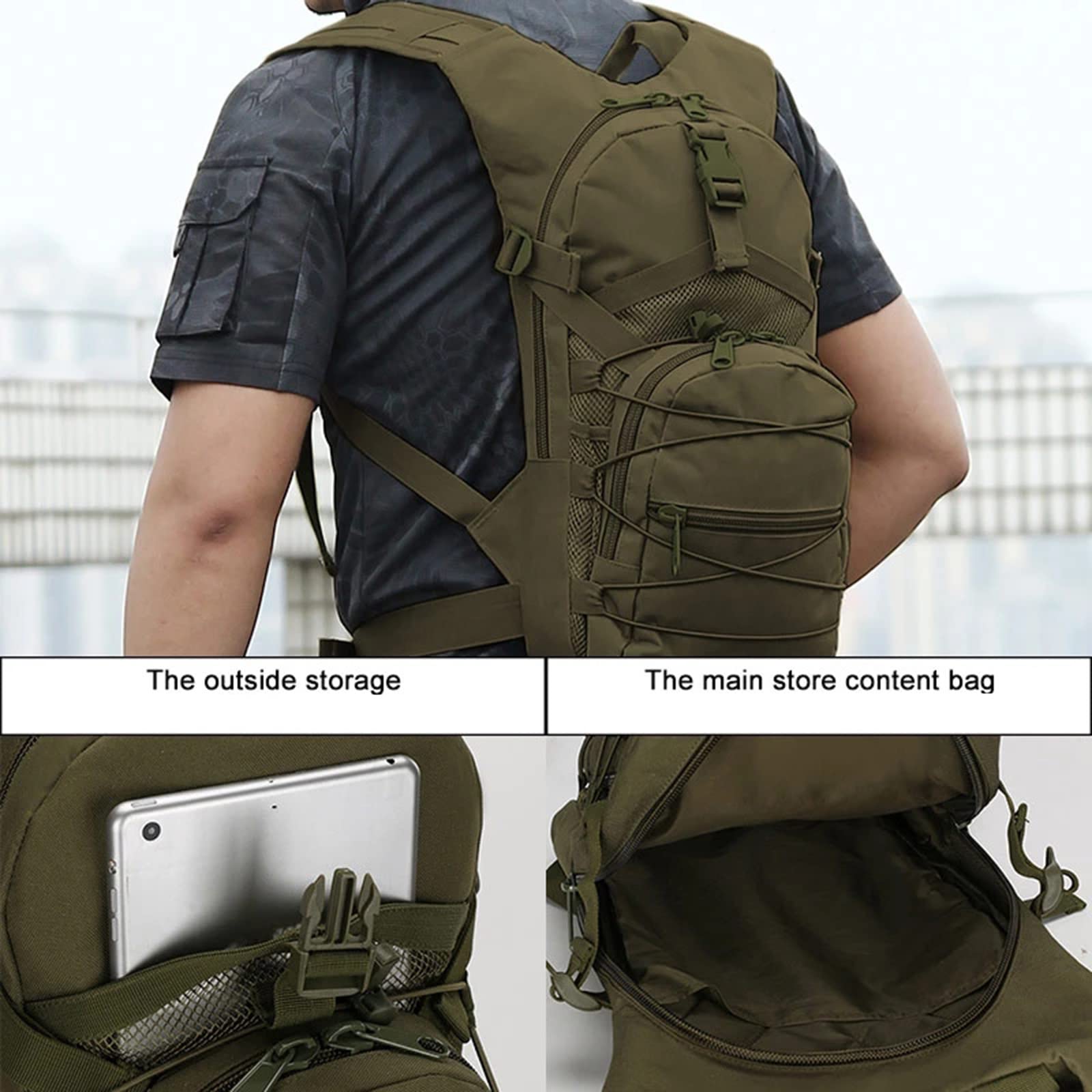 Liuwei Military MOLLE Tactical Backpack - 15L Waterproof Oxford Army Backpack for Outdoor Travel, Hiking, Trekking & Climbing - Breathable Daypack for Sports & Tactical Use - Perfect for Camping, Airsoft & Everyday Carry (ACU)