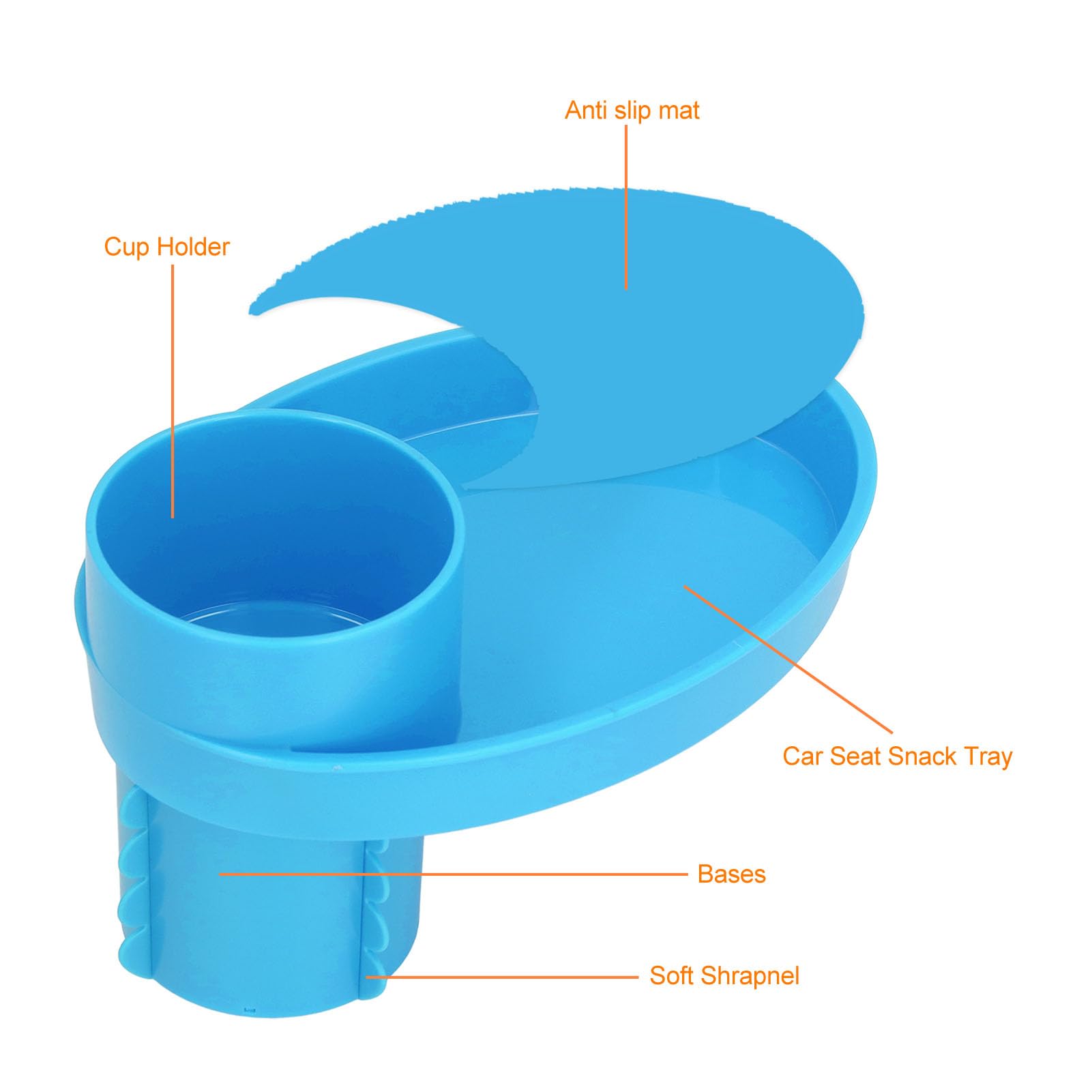 Portable Car Seat Snack Tray with Cup Holder - Multifunctional Travel Feeding Tray for Strollers & Baby Carriers - Blue - Perfect for Road Trips, Airplane Travel & Outdoor Activities