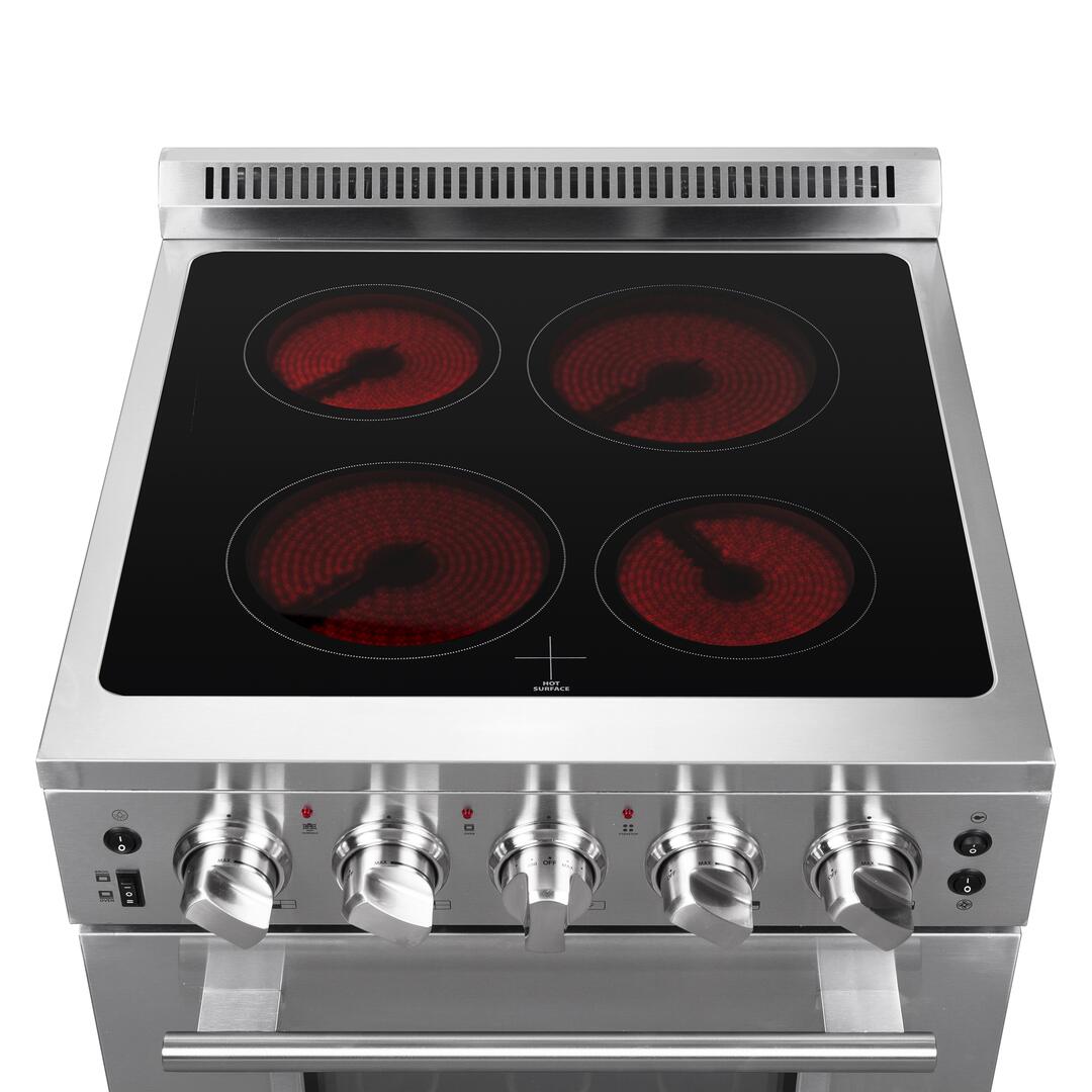 Forno 24 Inch Pro Style Electric Range with 4 Burners - Stainless Steel Stove for Home Kitchen, FFSEL6069 24 | Perfect for Cooking, Baking & Family Meals
