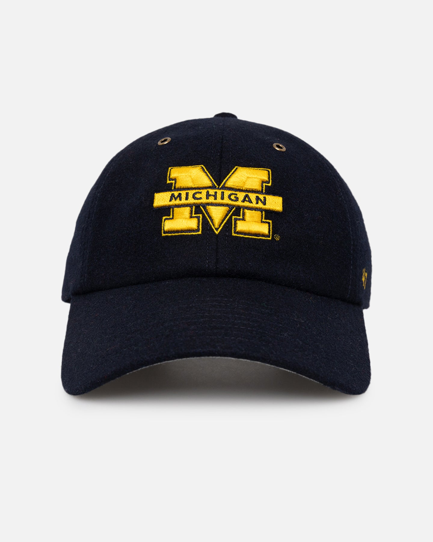 47 Brand Michigan Wolverines Wooly Clean Up Strapback Hat - Navy Blue Adjustable Baseball Cap for Men & Women - Perfect for Game Day, Tailgating, and College Fan Gear