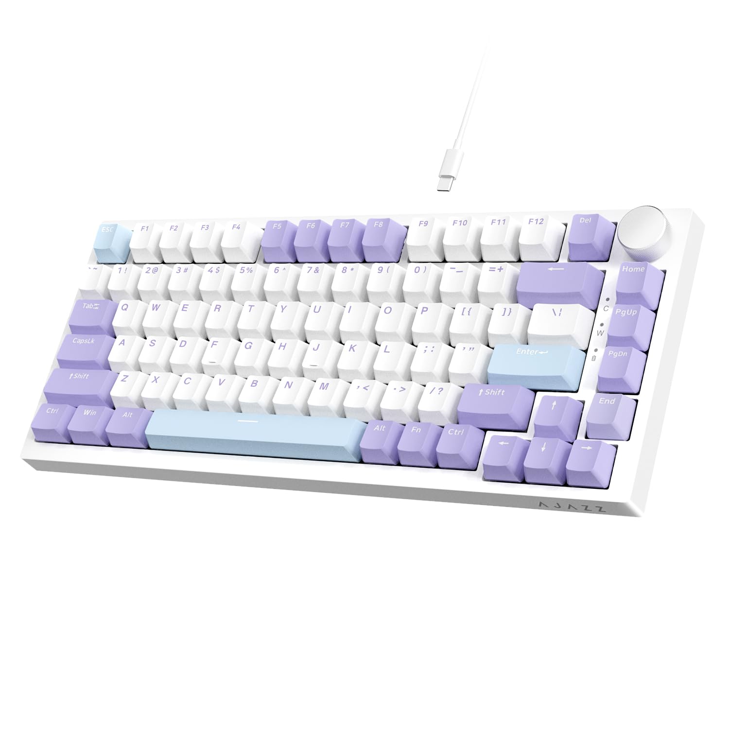 AJAZZ AK820 75% TKL Wired Mechanical Keyboard - Hot-Swap Linear Switches, Gasket Mount, RGB Backlit, 82 Keys with CNC Volume Knob, Poron Foam, OEM PBT Keycaps for PC/Win/MAC (Purple) - Perfect for Gaming, Typing & Office Work