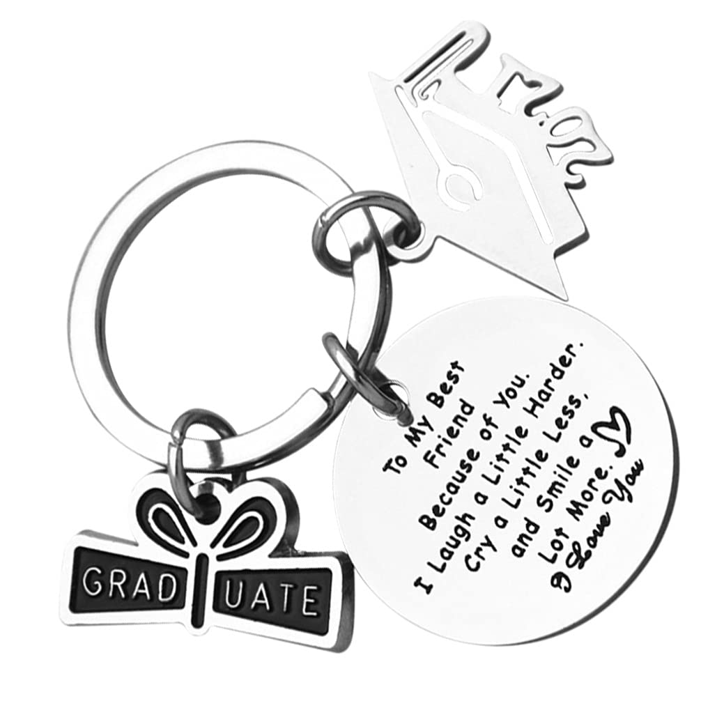 VALICLUD Inspirational Graduation Keychain for Best Friends - Personalized Engraved Friendship Gift with Letter Stamping - Perfect Graduation Souvenir & Graduate Student Present - Great for Commencement, College Gifts & Friendship Keepsakes