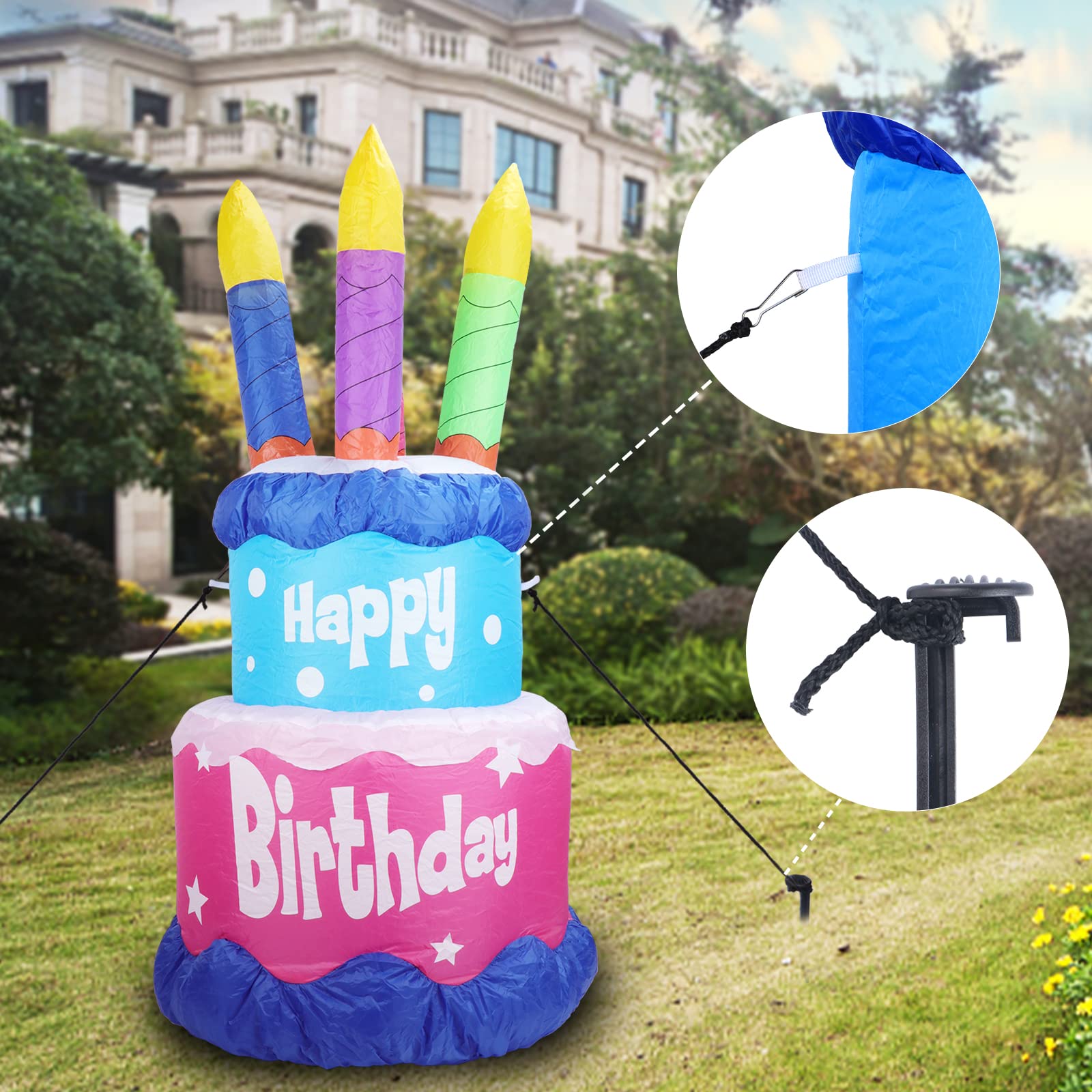 4FT Inflatable Birthday Cake with Candles - Outdoor/Indoor Blow Up Decor for Home, Garden & Party Celebrations | Perfect for Birthdays, Anniversaries & Holiday Events