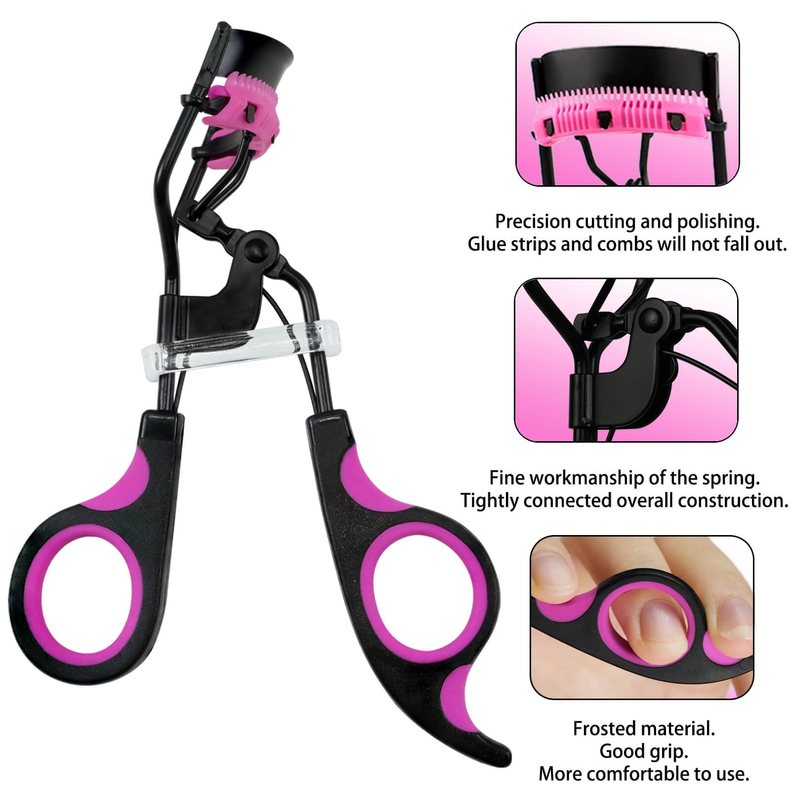 IMMER LIEBEN Eyelash Curler with Comb - Black & Purple Lash Curling Tool with 5 Replacement Pads & 3 Combs - 10 Second Curled & Lifted Lashes - Perfect for Daily Makeup, Special Occasions & Professional Salon Use