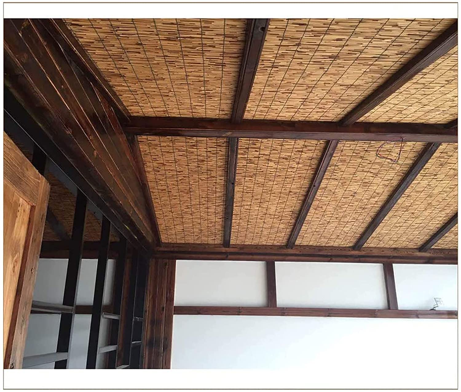 Natural Bamboo Reed Fence Panel 4.6FT x 19.7FT - Handwoven Waterproof Privacy Screen for Outdoor Sun Shade - Perfect for Balcony, Patio, Garden, and Yard Decoration