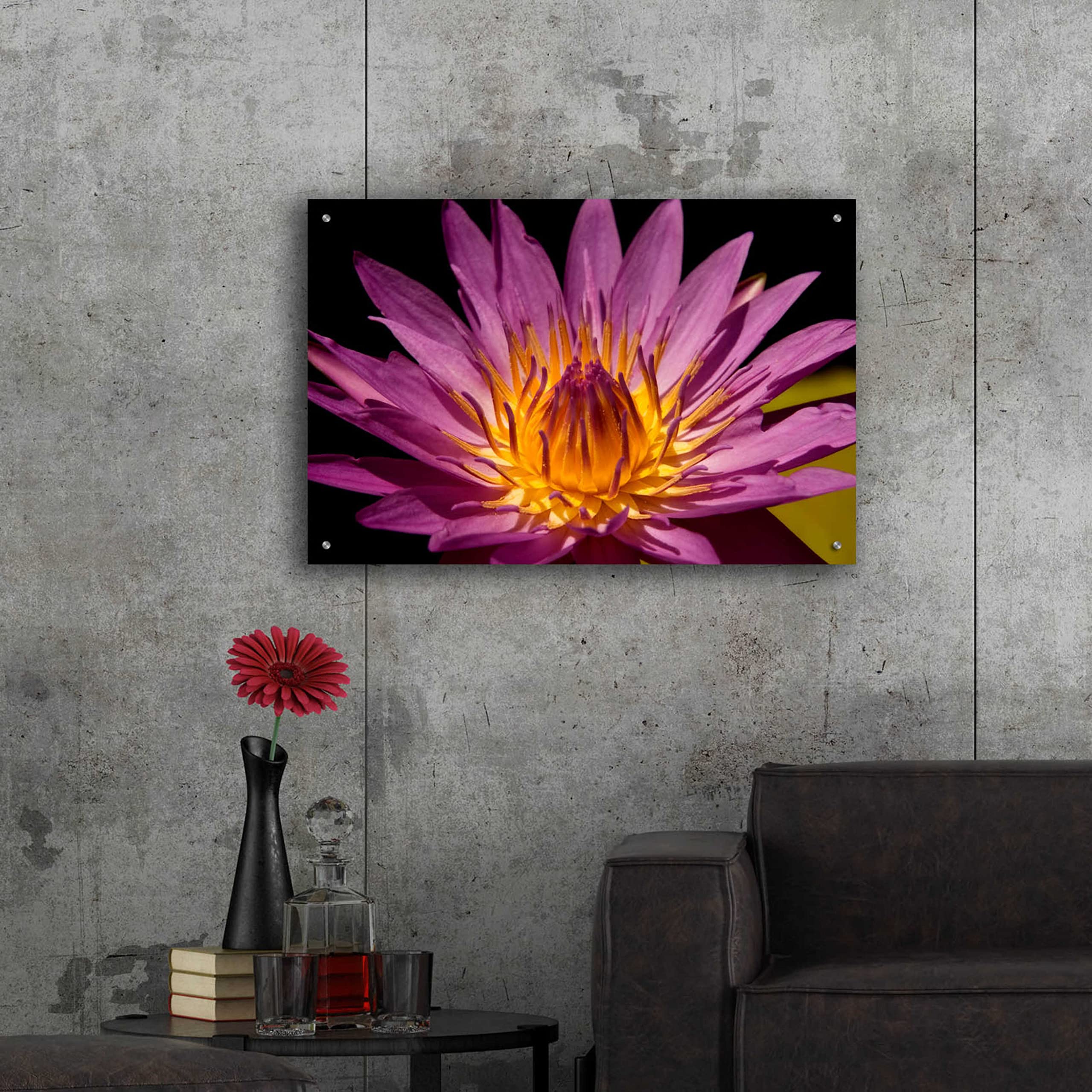 Mike Jones Fairchild Gardens Lily Acrylic Glass Wall Art - 36x24 Inches Modern Canvas Painting for Living Room, Bedroom & Office Decor