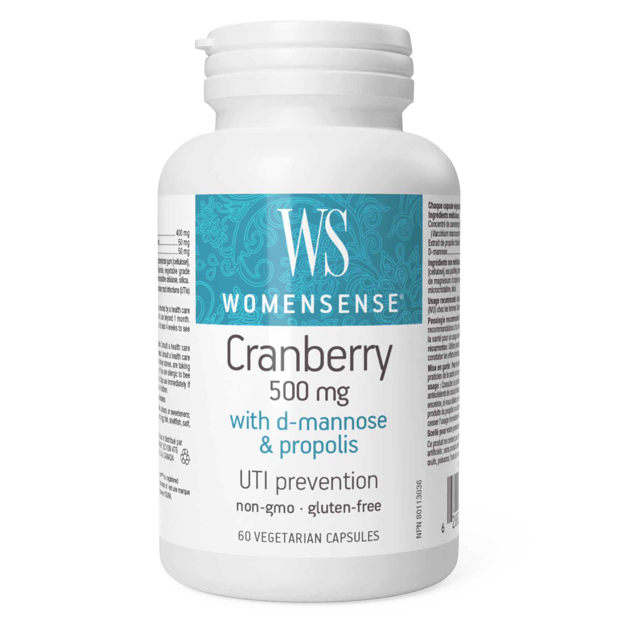 Premium Cranberry 500mg Supplement with D-Mannose & Propolis for Urinary Tract Health - Supports Bladder & Immune System - Vegan & Non-GMO - 60 Capsules - Ideal for Women's Wellness & Daily Immune Support