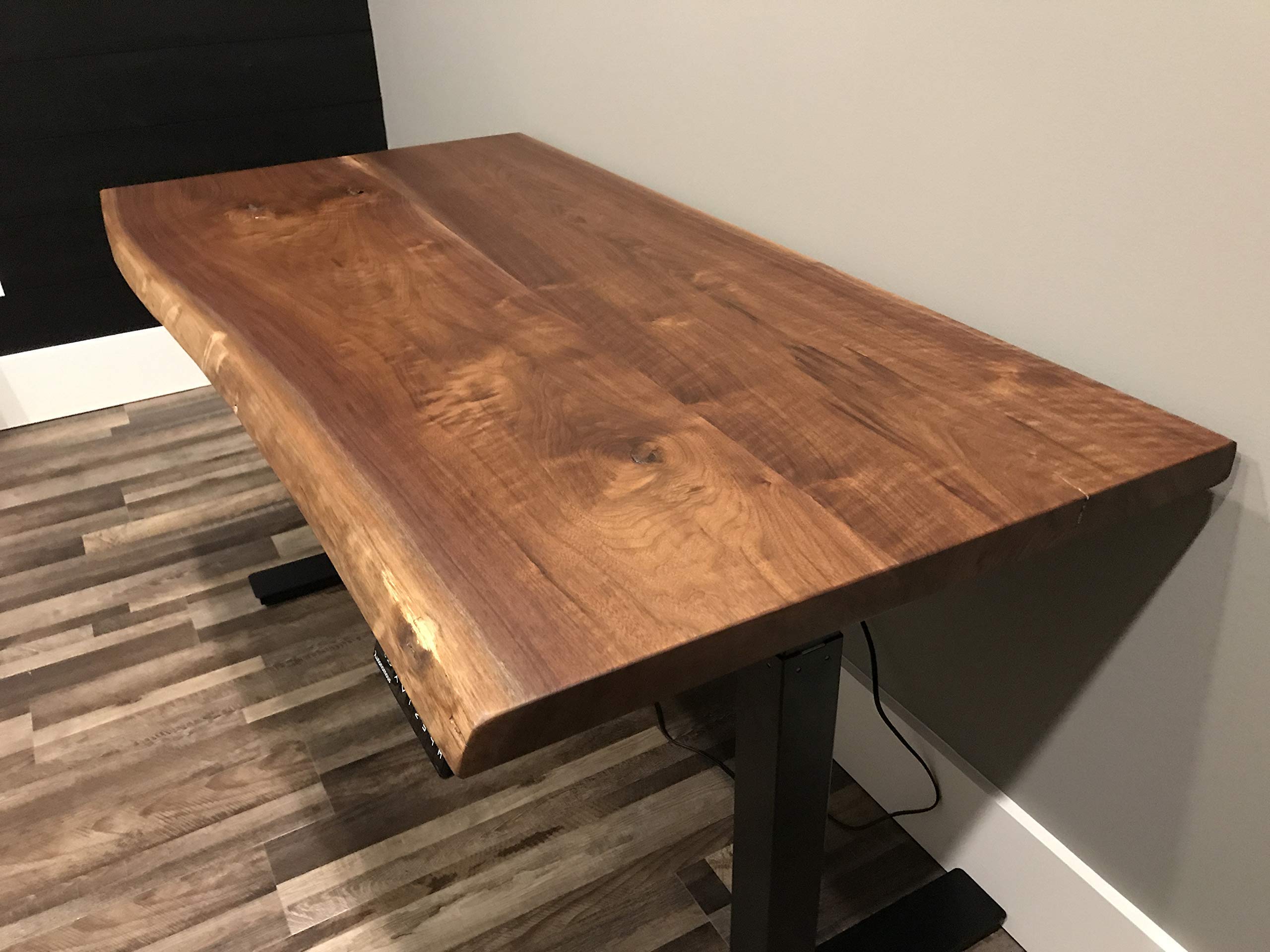 Adjustable Standing Desk with Live Edge - Solid Walnut Wood Ergonomic Height Adjustable Workstation for Home Office, Gaming, and Study