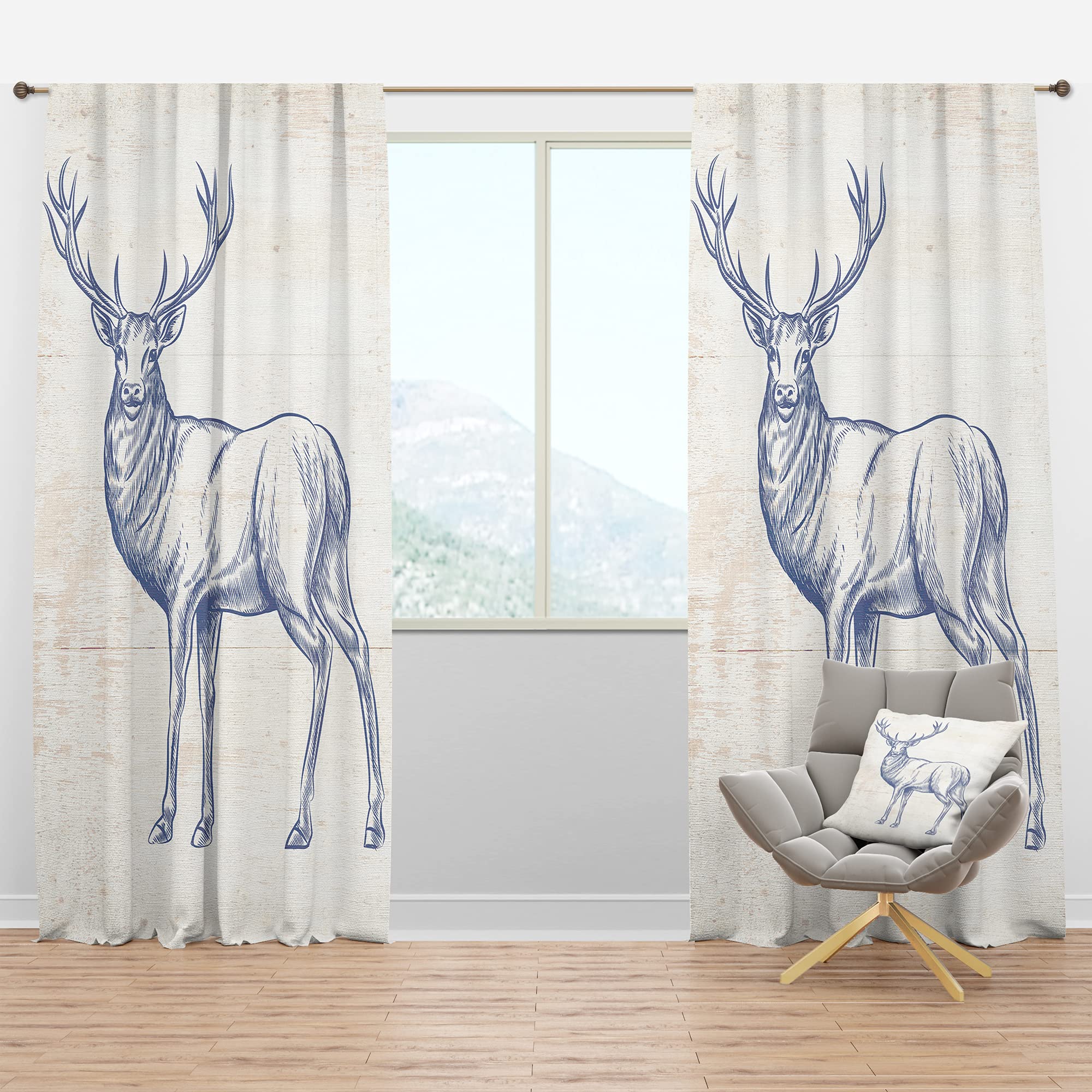DesignQ Blackout Curtains 'Deer Wild and Beautiful XII' - Thermal Insulated Single Panel (52x63 inches) for Bedroom & Living Room - Noise Reducing & Energy Saving Window Drapes - Perfect for Home Theater, Nursery & Light Sleepers