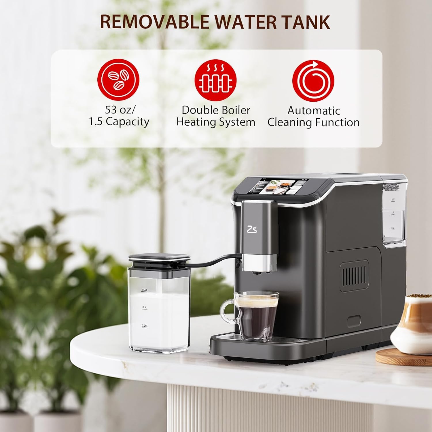 Premium Fully Automatic Espresso Machine with Built-in Milk Frother - 20 Bar Pressure, Adjustable Grind (1-15 Settings), TFT Touch Screen - Perfect for Home Baristas & Coffee Shops (Black & Silver) - Ideal for Morning Brews, Entertaining Guests & Creating Café-Quality Drinks at Home