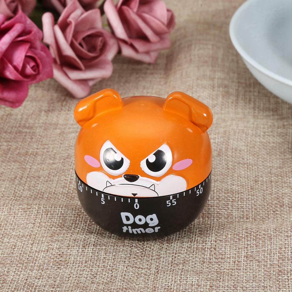 Cute Dog-Shaped Mechanical Kitchen Timer - 55-Minute Countdown Clock for Cooking, Baking & Egg Timing - No Battery Required (Brown) | Perfect for Home Chefs, Bakers & Classroom Activities