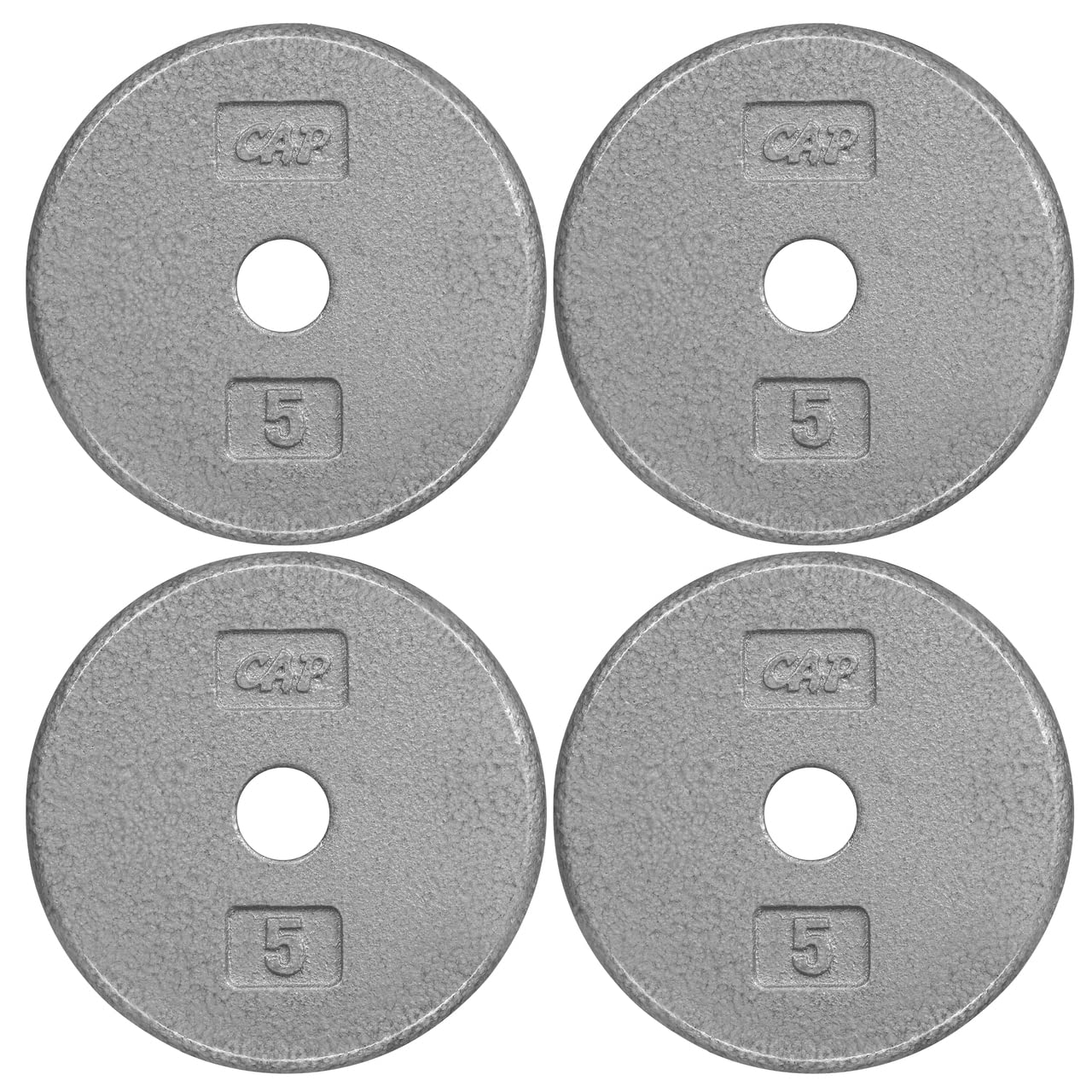 CAPHAUS Grey Standard Solid Cast Iron Weight Plates - 1-inch Center Hole for Barbell & Dumbbell - 1.25LB to 50LB Options - Perfect for Home Gym, Strength Training & CrossFit Workouts
