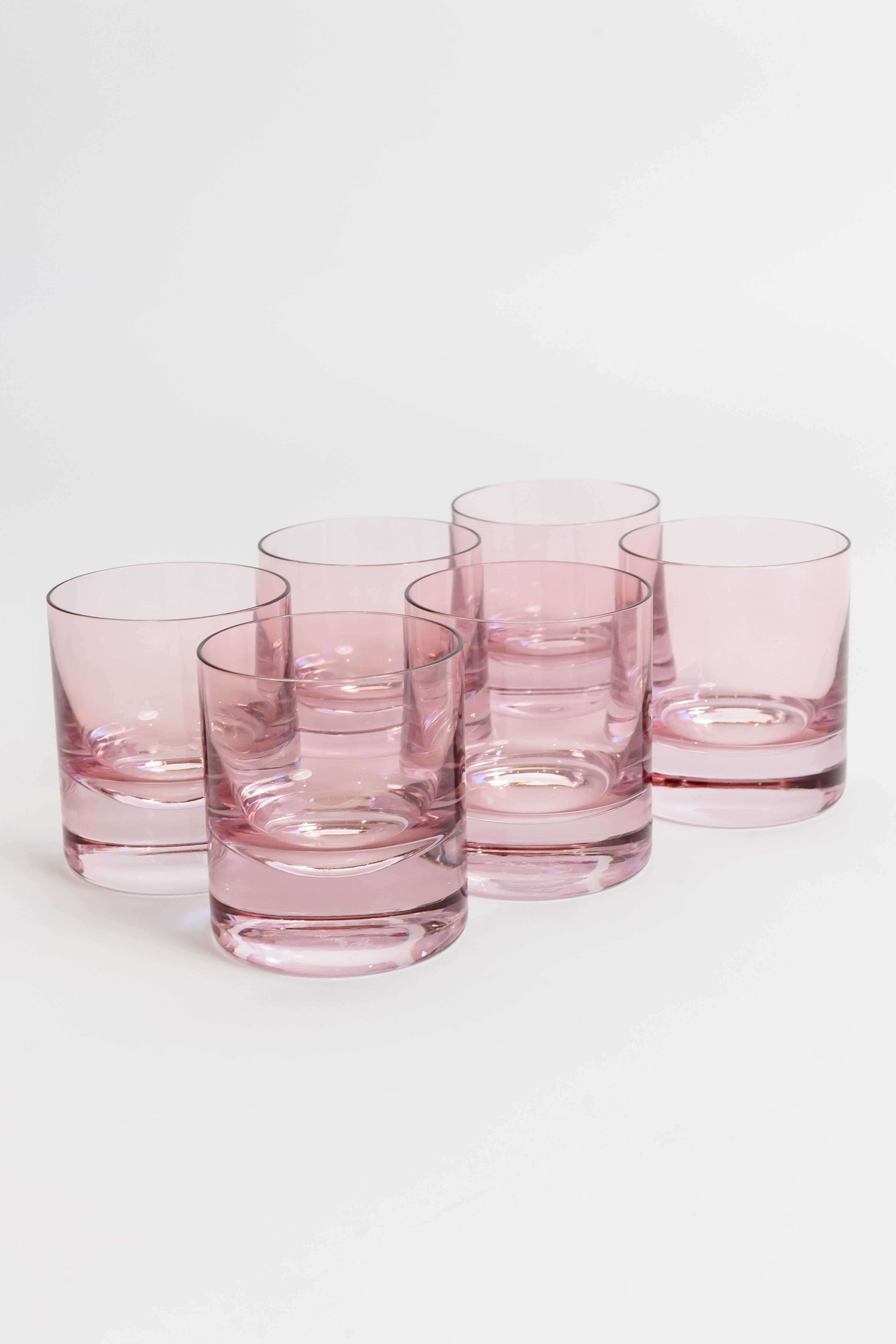 Estelle Colored Rocks Glass Set of 6 - Rose Pink Drinking Glasses for Cocktails, Whiskey & Juice | Perfect for Home Bar, Parties & Gifts