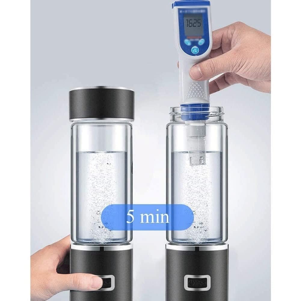 350ML Portable Hydrogen Rich Water Bottle - Rechargeable Ionized Water Generator with Antioxidant Glass for Health & Wellness | Perfect for Travel, Gym & Daily Hydration (Black)