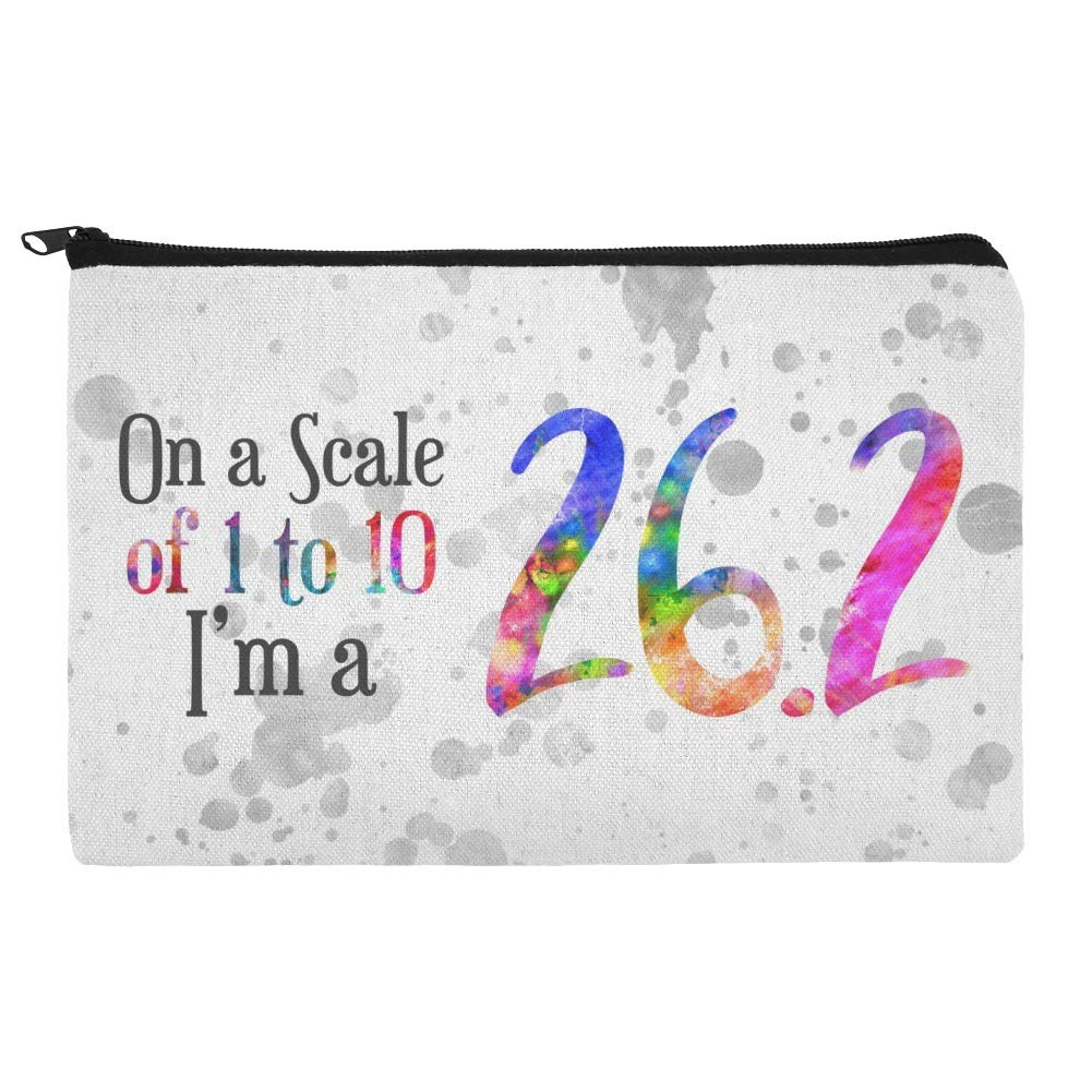 26.2 Marathon Runner Makeup Bag - Waterproof Cosmetic Organizer Pouch with Rainbow Design for Travel, Gym & Sports (1 to 10 Scale) | Perfect for Runners, Athletes & Fitness Enthusiasts