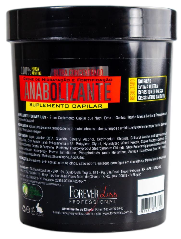 Forever Liss Anabolic Capillary Mask - Strength & Nutrition Hair Treatment (950g) for Damaged, Dry & Frizzy Hair - Deep Conditioning & Repair at Home