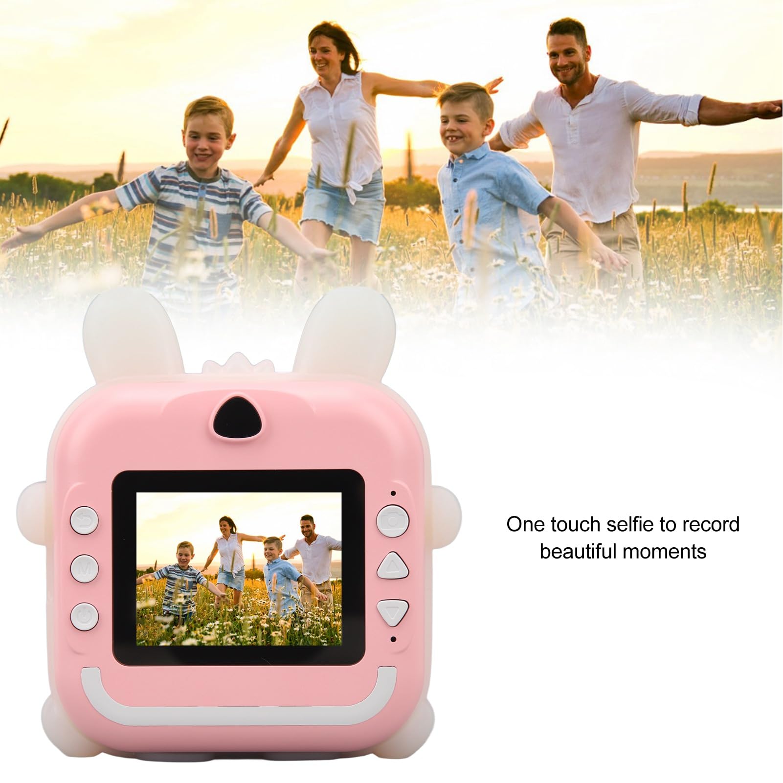 24MP Multi M Cartoon Digital Camera with Thermal Printing - Portable Pocket-Sized Kids Camera for Creative Photography (Pink) - Perfect for Birthday Gifts, Travel Souvenirs & DIY Art Projects