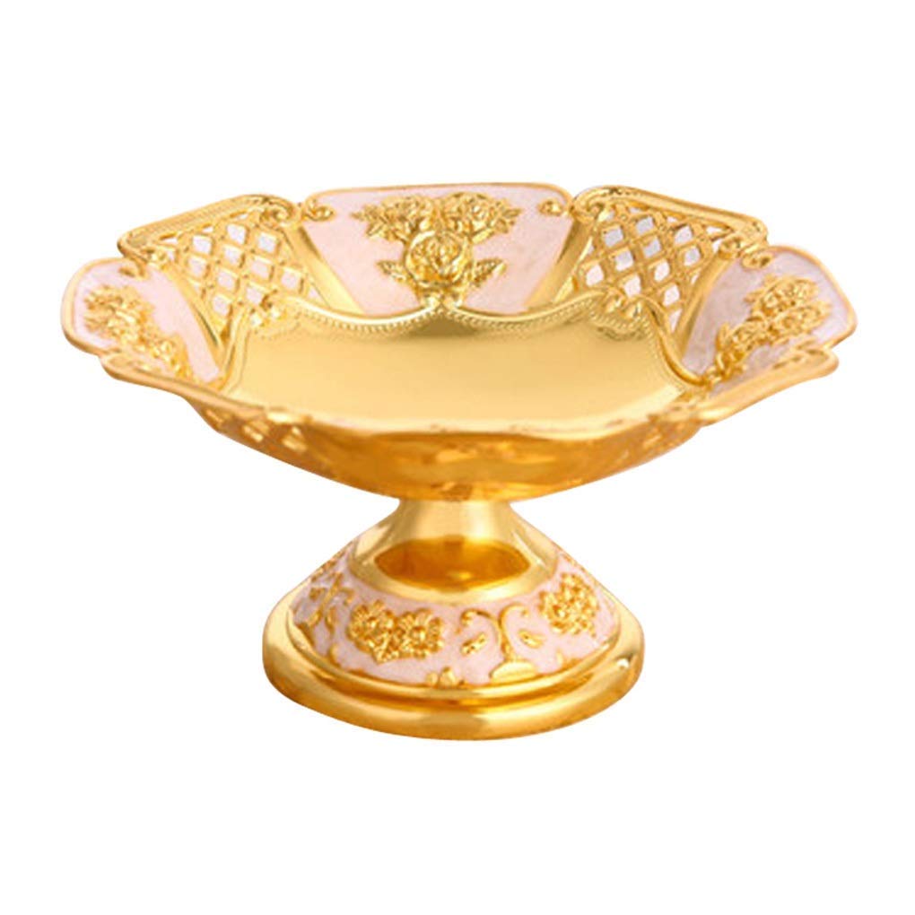 QTQHOME European Style Alloy Fruit Plate - Elegant Gold Dried Fruit, Candy & Snack Serving Dish for Parties, Bars & Home Decor