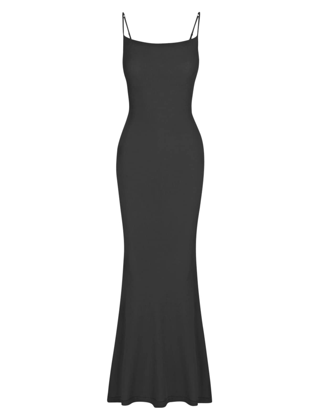 REORIA Women's Sexy Long Sleeveless Backless Ribbed Bodycon Maxi Dress - Elegant Lounge Slip Dress for Night Out, Party, Date Night & Special Occasions