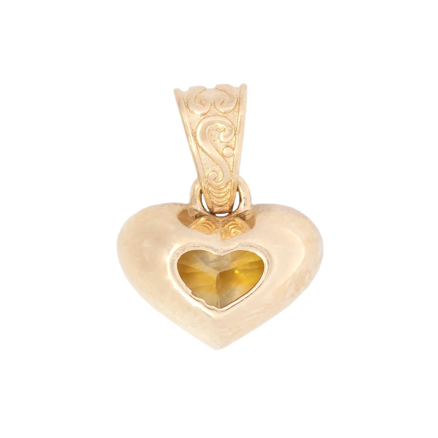 14K Yellow Sapphire Heart Pendant Necklace - Genuine Gold Jewelry for Women - Perfect for Valentine's Day, Anniversary & Romantic Gifts