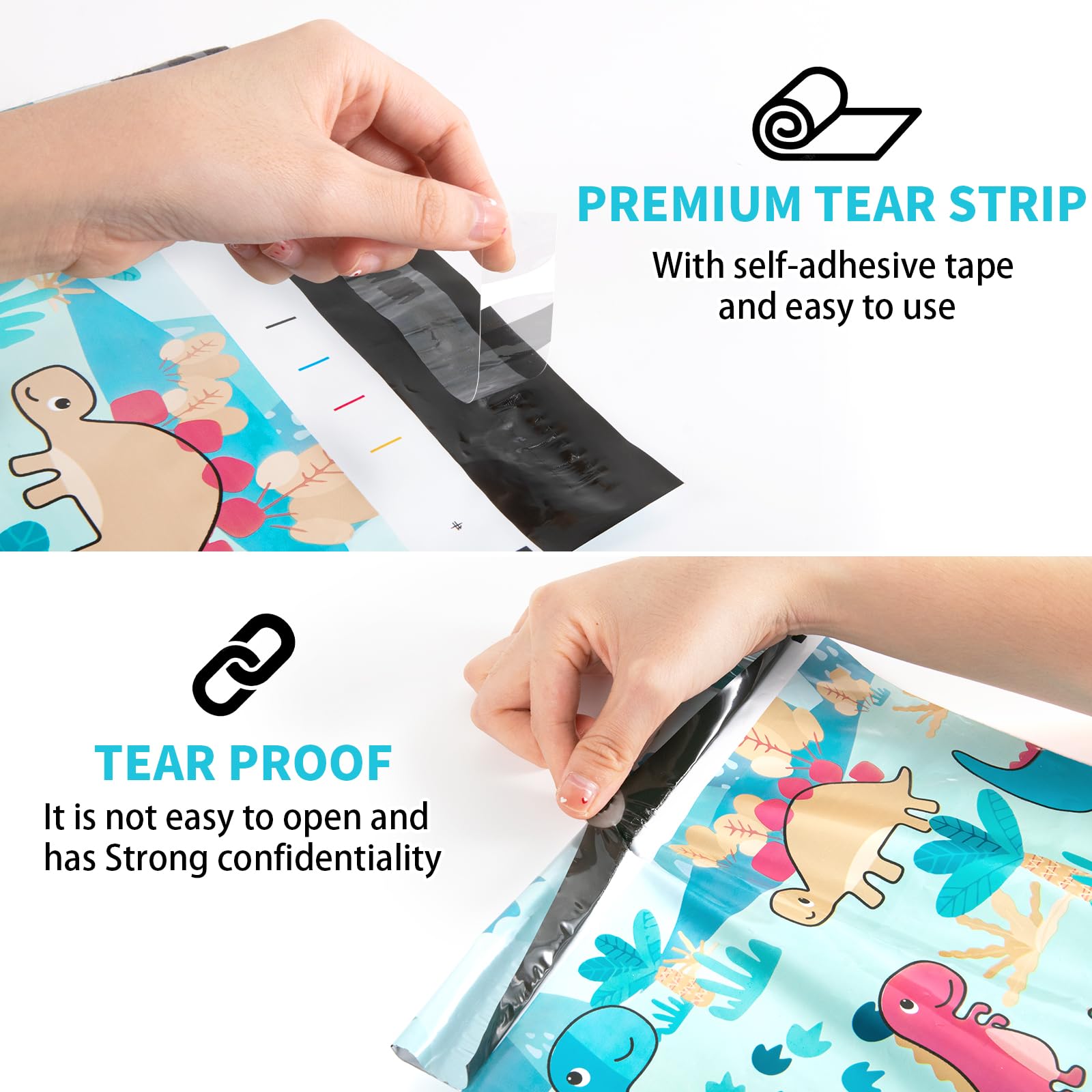 Durable 10x13 Poly Mailers - 100PCS Plastic Shipping Bags for Ecommerce | Waterproof Mailing Envelopes for Small Business Packaging | Perfect for Shipping Clothes, Books & Online Store Orders (Dinosaur Design)