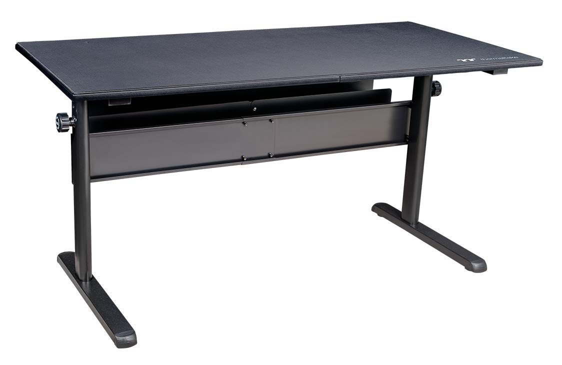 Thermaltake Level 20 GT Battlestation Gaming Desk - Adjustable Height, Scratch Resistant Surface, Full-Sized Desk Mat (Black) - Perfect for PC Gaming Setup, Streaming & Home Office Workstation