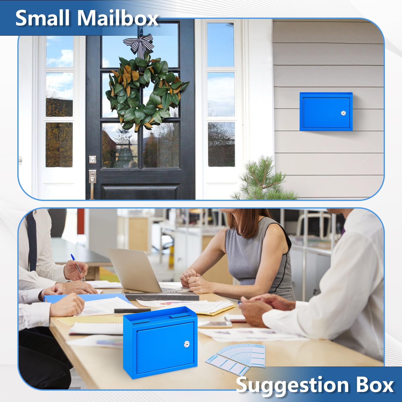 Secure Locking Mailbox with Key Drop - Wall Mounted Suggestion & Donation Box (9.8