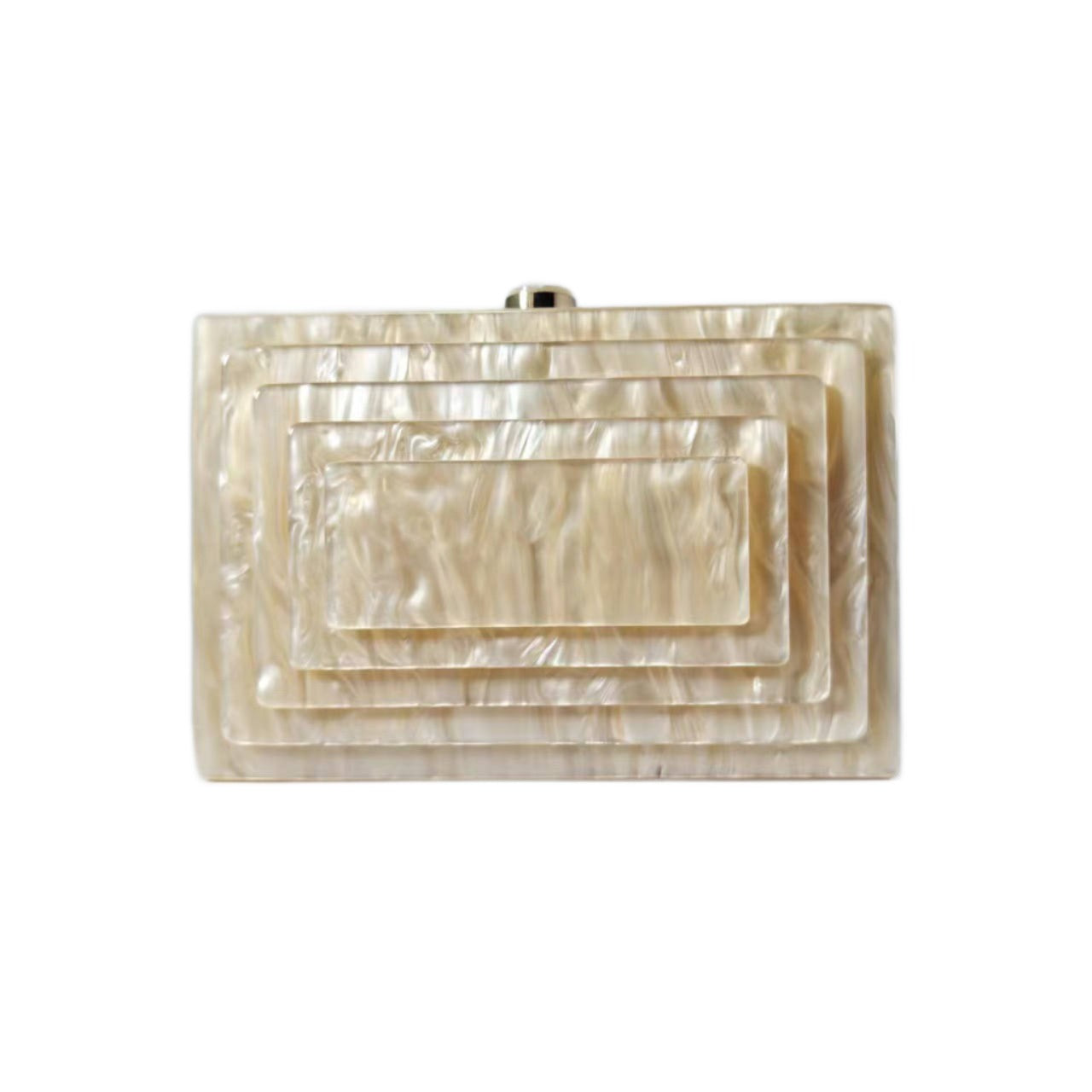 Art Deco Acrylic Rectangular Clutch Handbag for Women - Elegant Cream Evening Bag for Parties, Weddings & Special Occasions