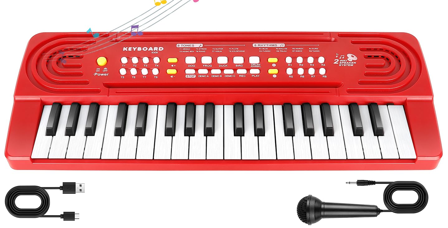 37-Key Electronic Keyboard Piano with Microphone - Best Musical Toy Gift for Kids Ages 3-6, Beginner Piano for Boys & Girls - Perfect for Home Learning, Birthday Gifts & Early Music Education