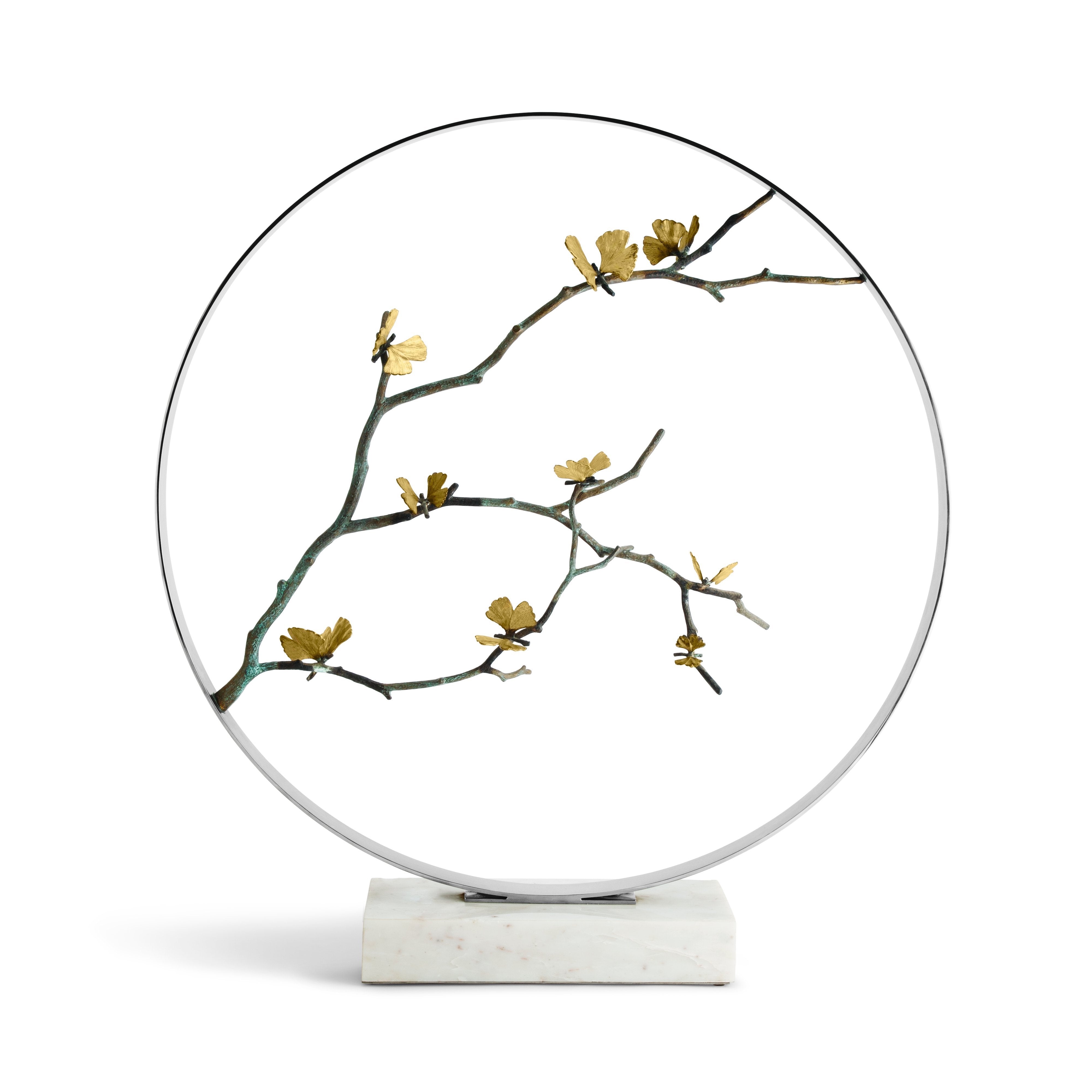 Elegant Butterfly Ginkgo Moon Gate Sculpture - Handcrafted Asian Garden Art for Outdoor Decor & Zen Landscaping