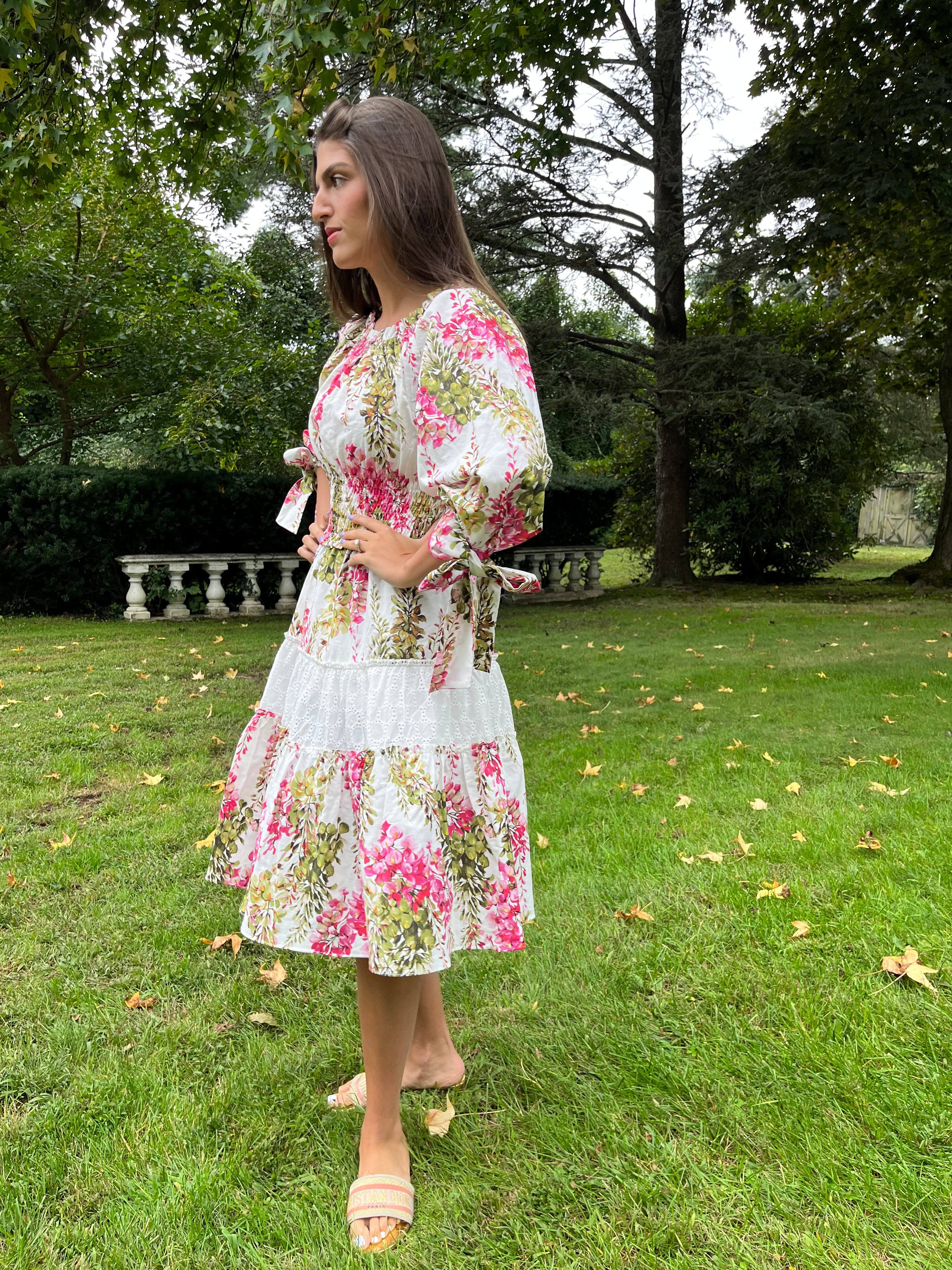 Floral Wisteria Print Summer Dress for Women - Elegant Flowy Maxi Dress for Beach, Wedding & Special Occasions